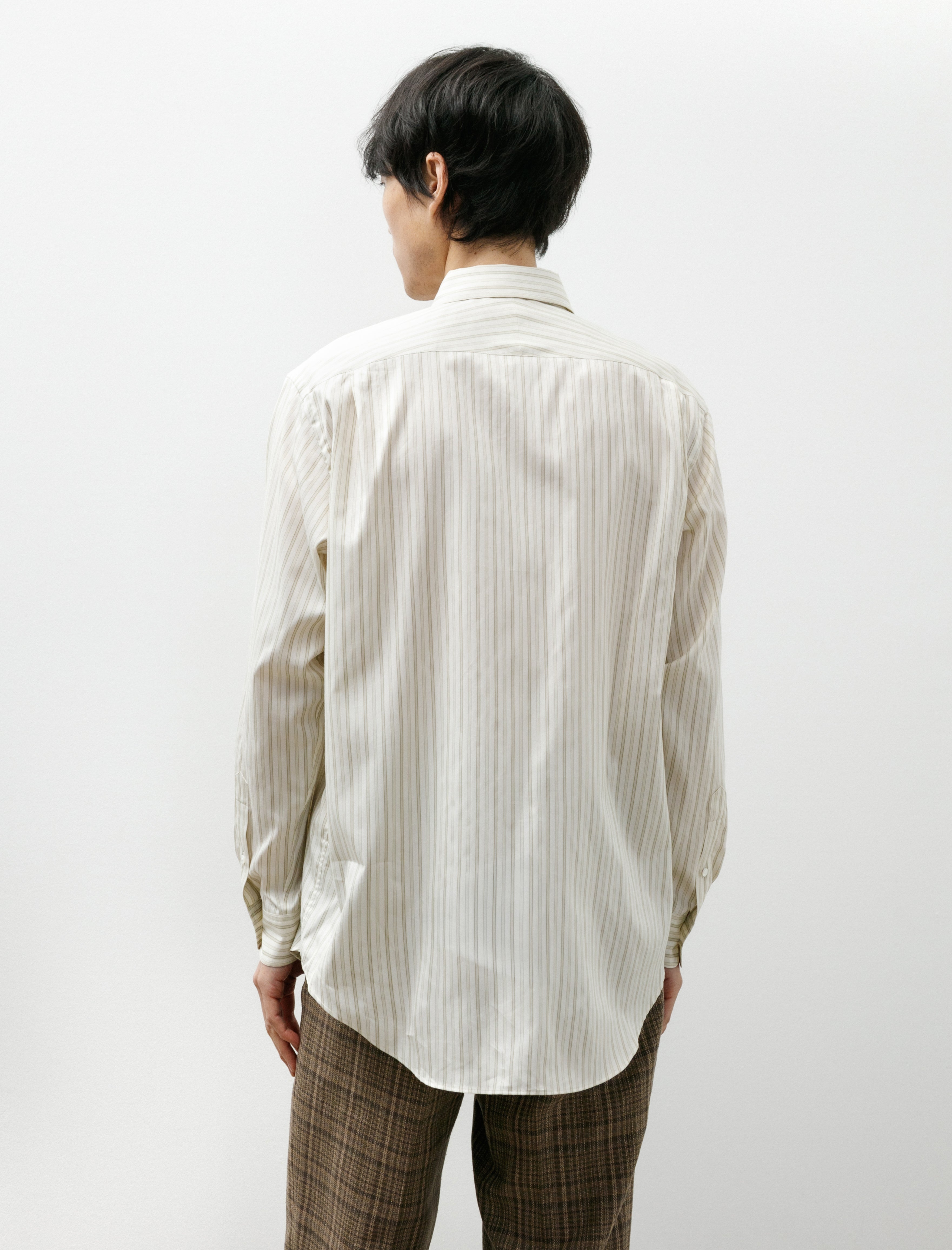 Auralee Cotton Silk Shirt Ivory Stripe