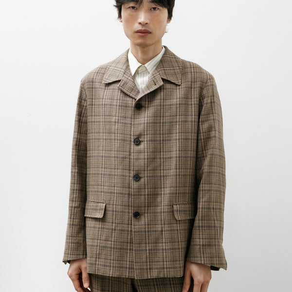 Auralee Silk Linen Nep Jacket Dark Brown Check – Neighbour