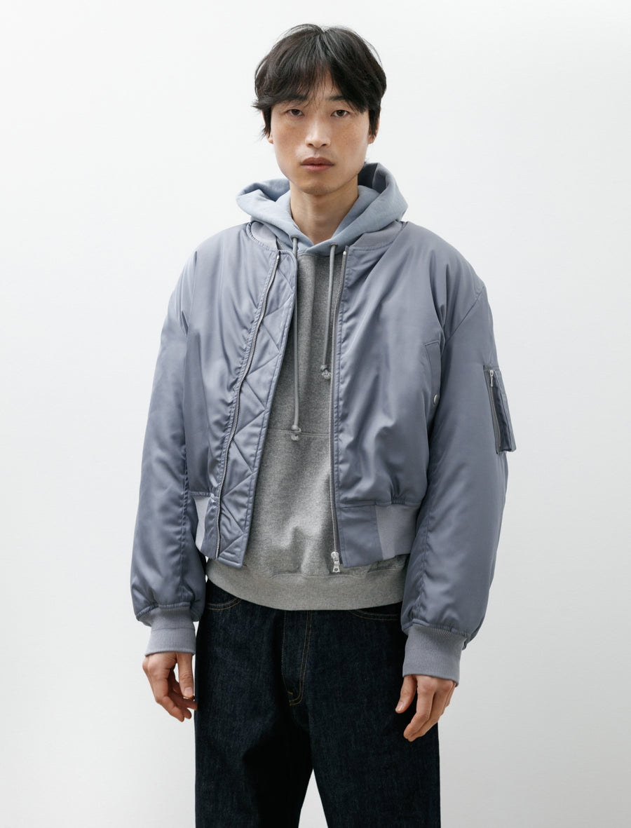 High Density Silk Twill Flight Jacket Blue Grey - Image 4