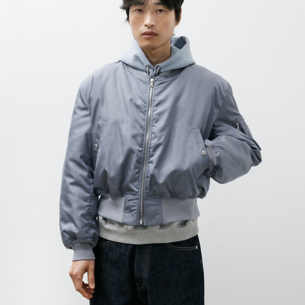 Auralee High Density Silk Twill Flight Jacket Blue Grey – Neighbour