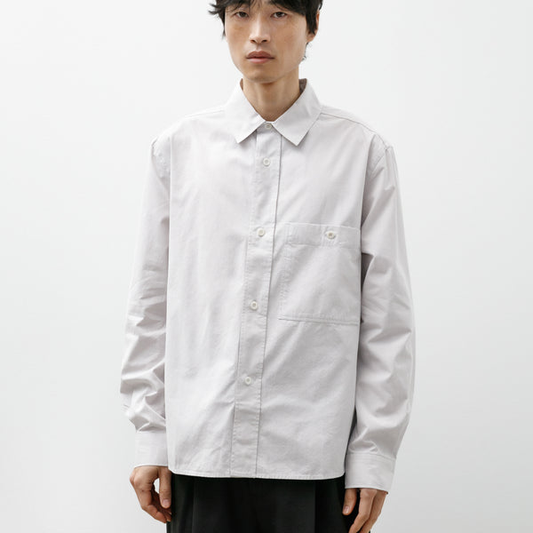Margaret Howell MHL Overall Shirt Plainweave Cotton Canvas Pebble