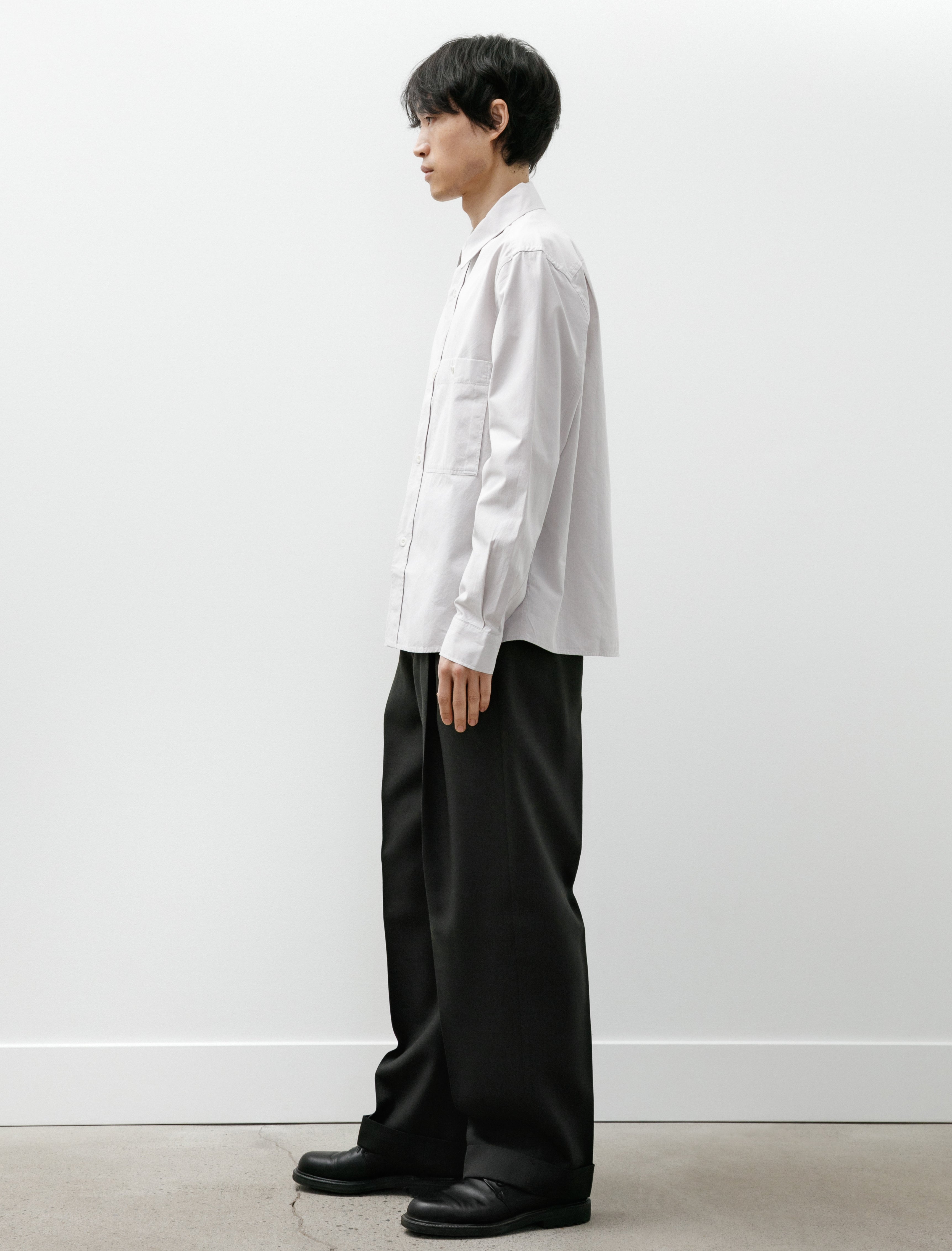 Margaret Howell Stitch Pleat Trousers Double Twisted Wool Pewter