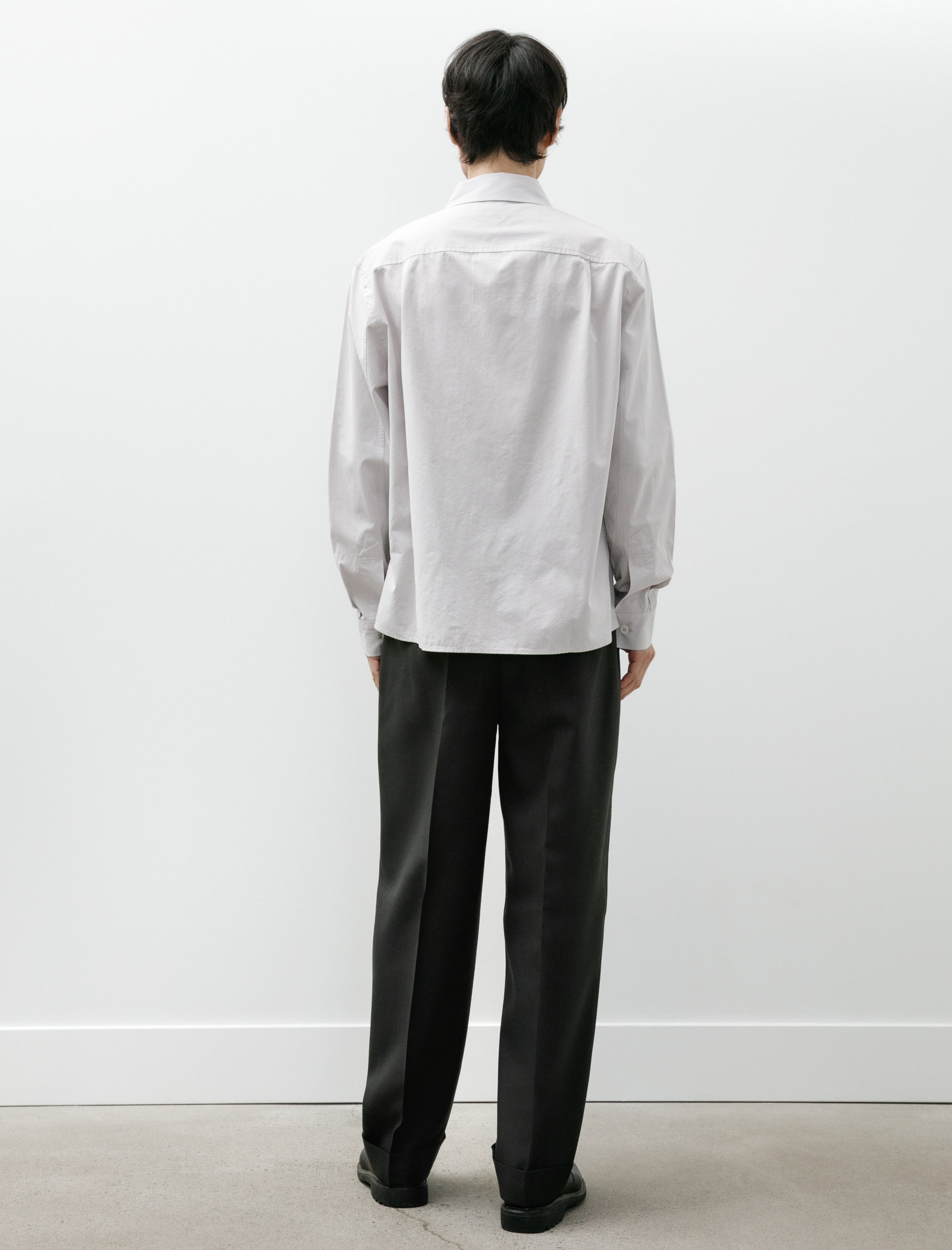 Margaret Howell Stitch Pleat Trousers Double Twisted Wool Pewter