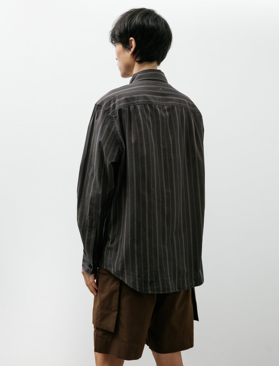 MHL Basic Shirt Bold Stripe Cotton Off Black/Khaki - Image 2