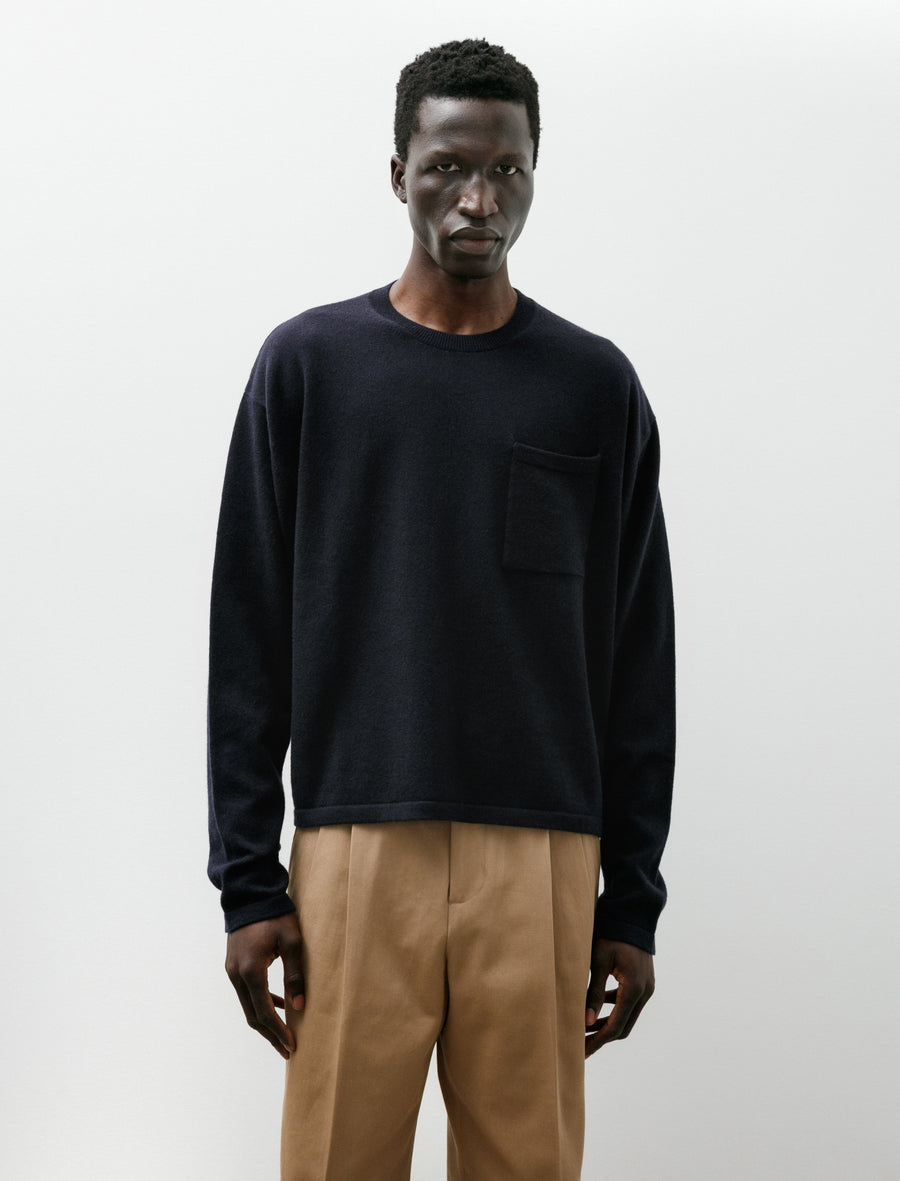 Cropped Crewneck Cariaggi Cashmere Navy - Image 1