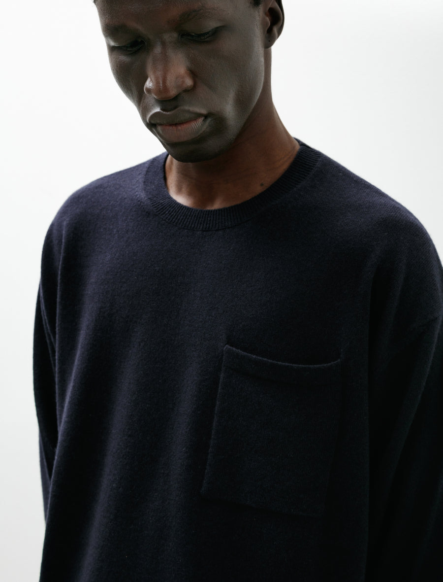 Cropped Crewneck Cariaggi Cashmere Navy - Image 4