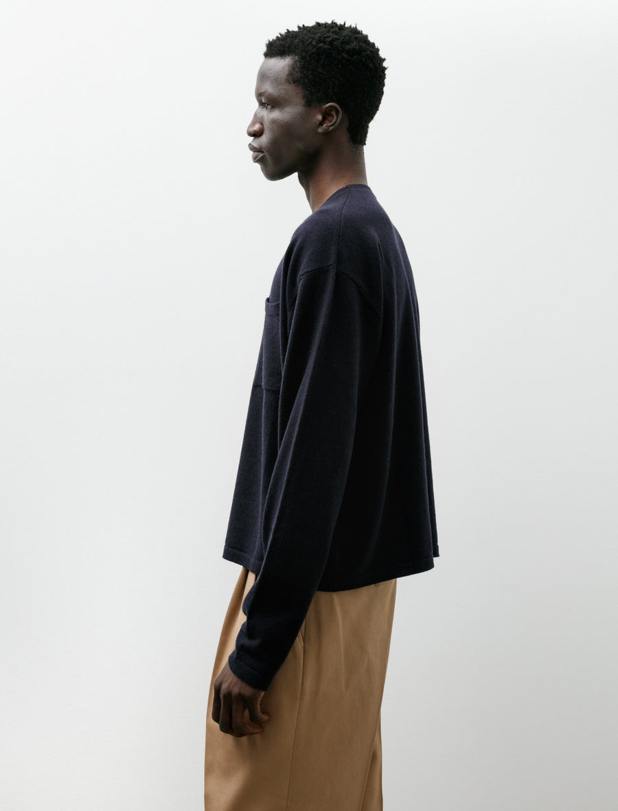 Cropped Crewneck Cariaggi Cashmere Navy - Image 3