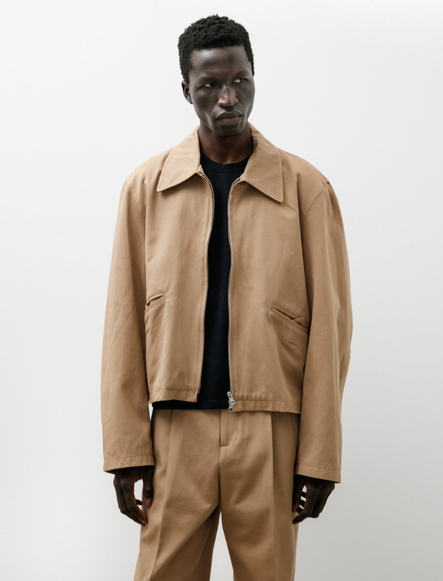 Sculptoral Blouson Cotton Crepe Twill Camel - Image 1