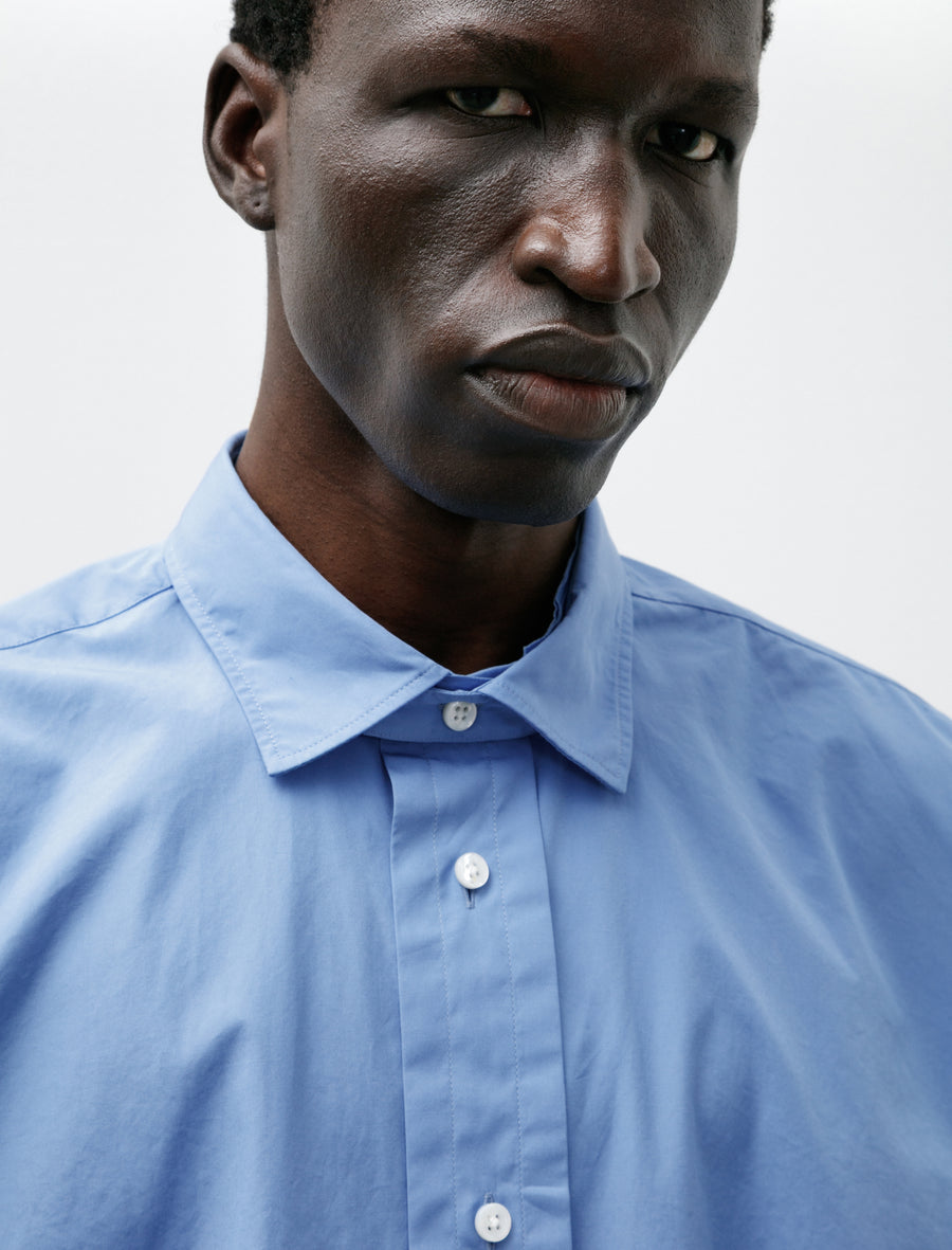 Double Collar Shirt Albini Cotton Clear Blue - Image 4