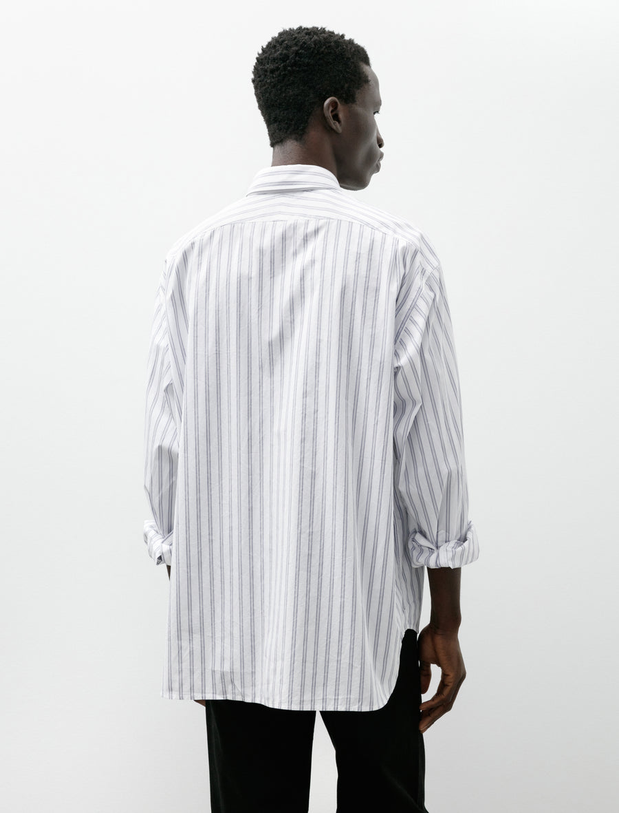 Salon C.Lundman Double Collar Shirt Albini Cotton Fine Blue Stripes – Neighbour Salon C.Lundman Double Collar Shirt Albini Cotton Fine Blue Stripes – Neighbour