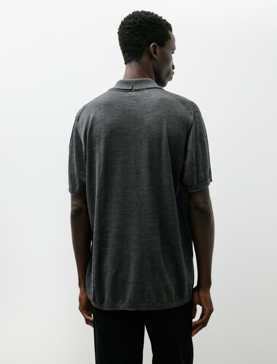 Short Sleeve Polo Cariaggi Wool/Silk Grey Melange - Image 2