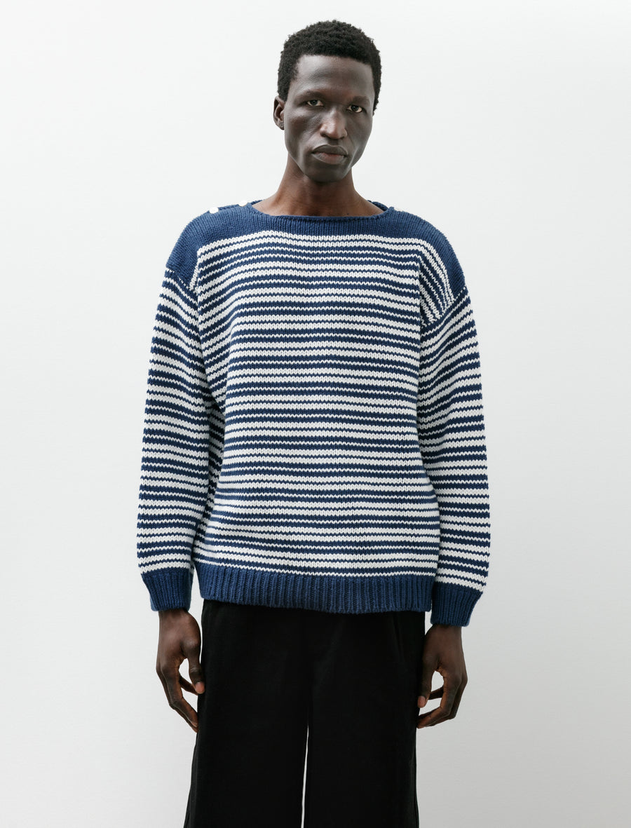 Peter Stripe Sweater Blue Cream - Image 1