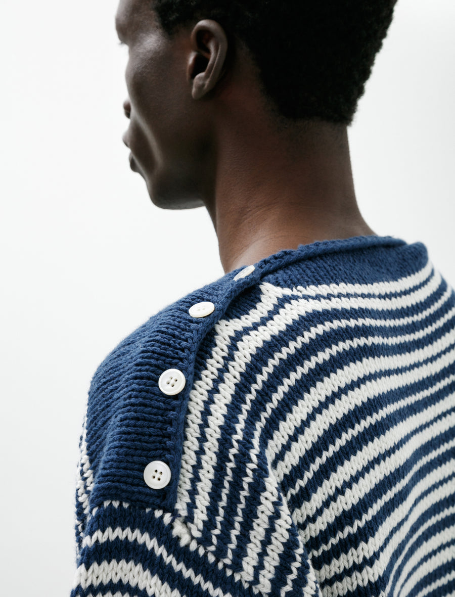 Peter Stripe Sweater Blue Cream - Image 4