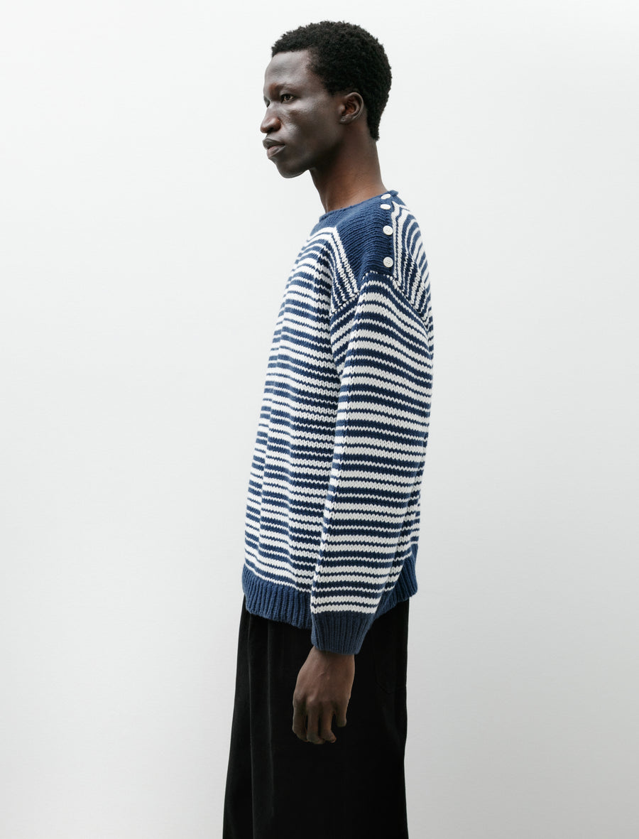 Peter Stripe Sweater Blue Cream - Image 3