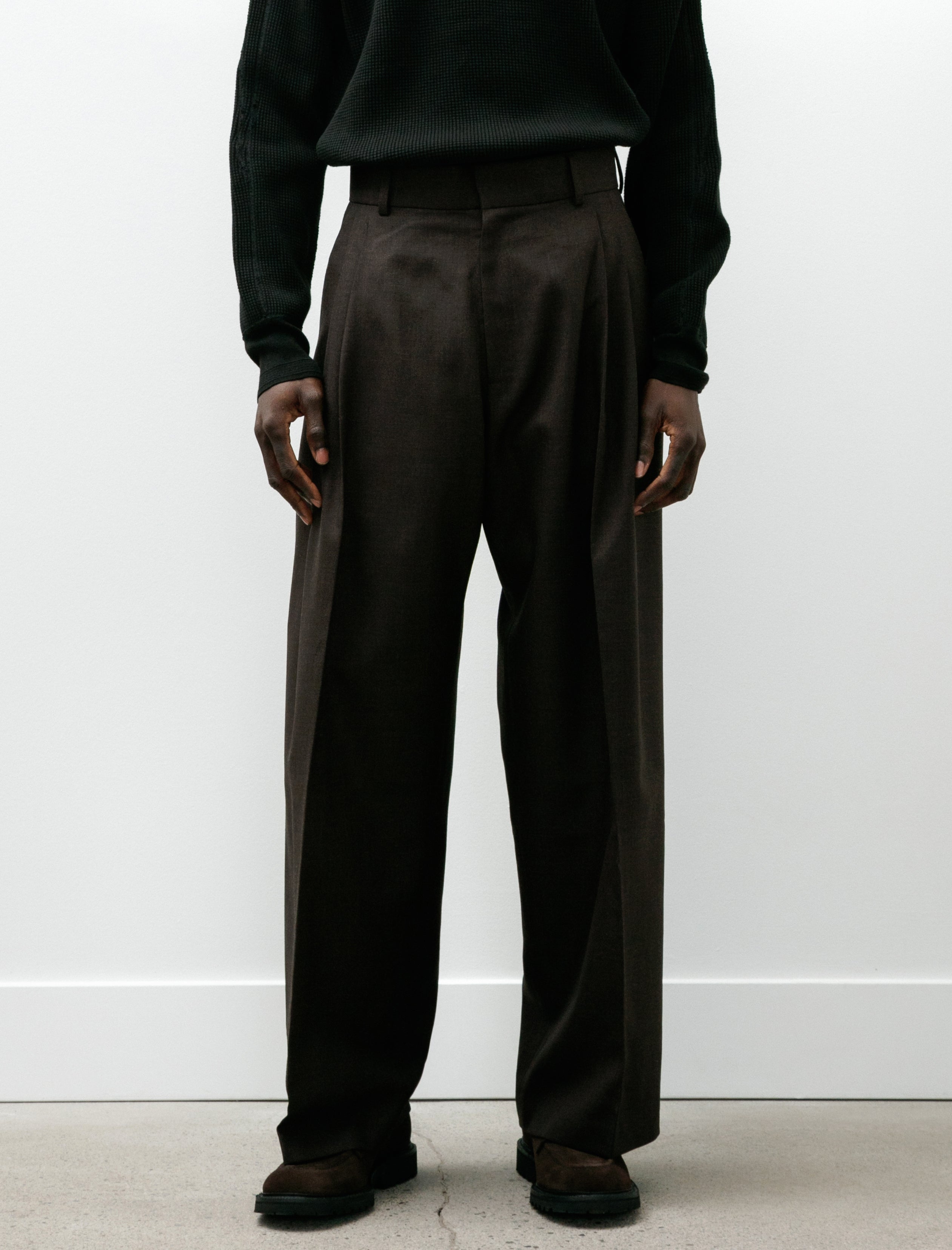 Cecile Wide Pleat Trouser Dark Brown