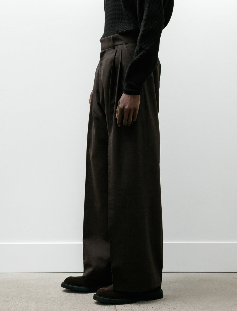 Wide Pleat Trouser Dark Brown - Image 6