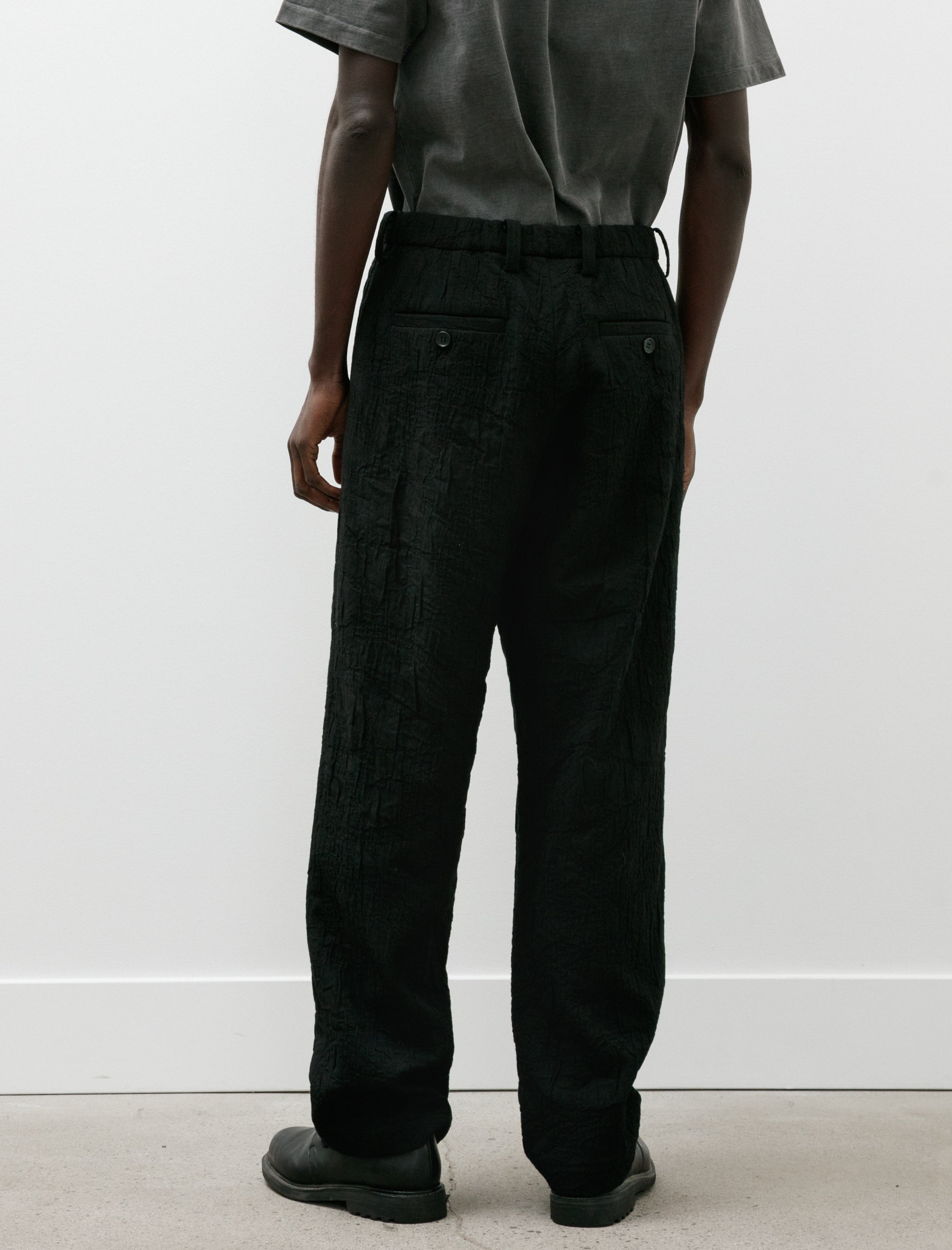 Issey Miyake Shrink Jacquard Pants Black