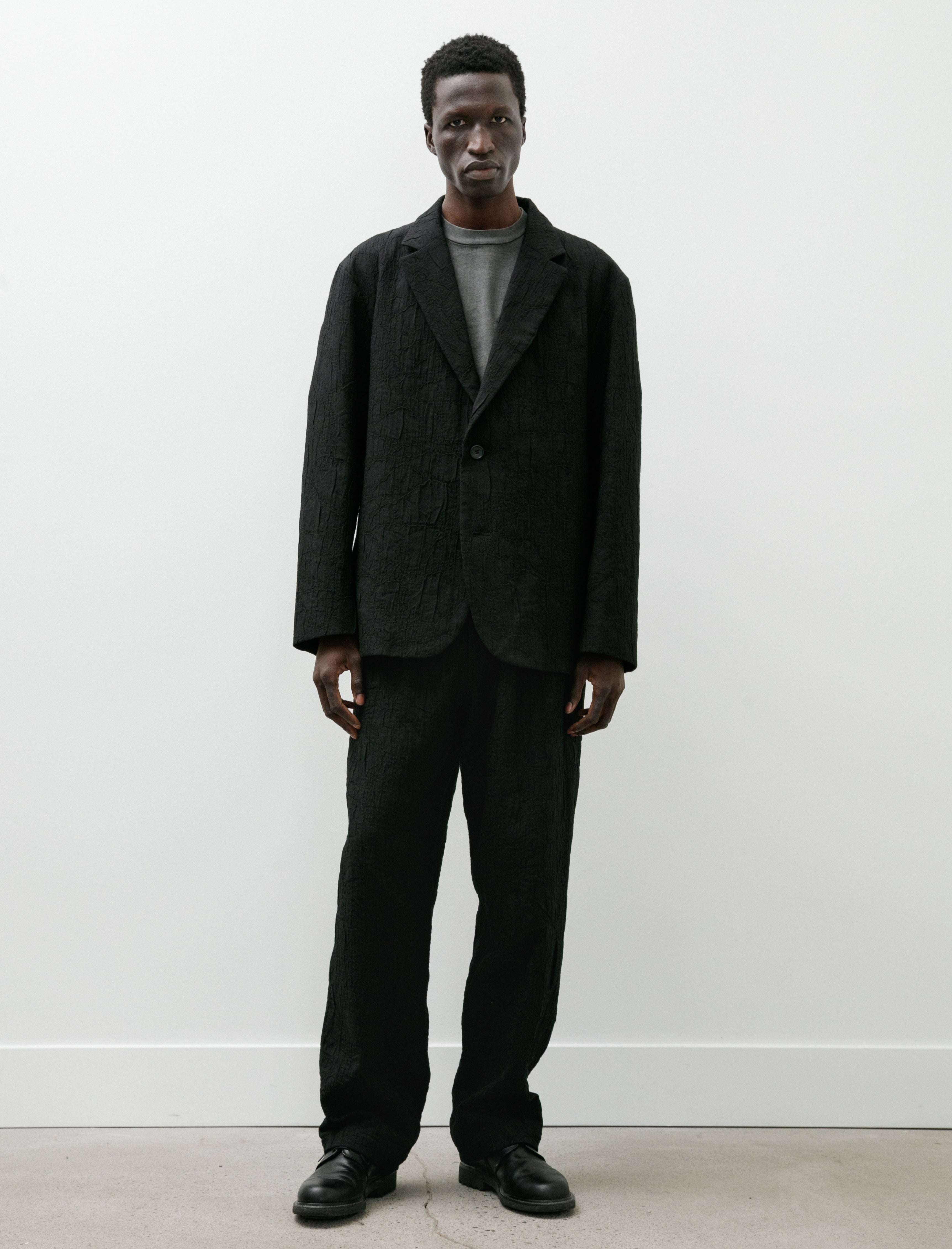 Issey Miyake Shrink Jacquard Pants Black