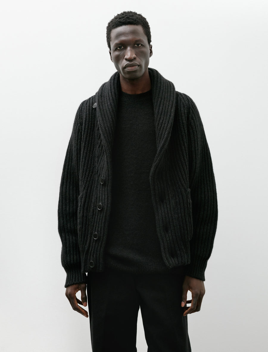 Cashmere Washi Shawl Collar Knit Jacket Black - Image 1