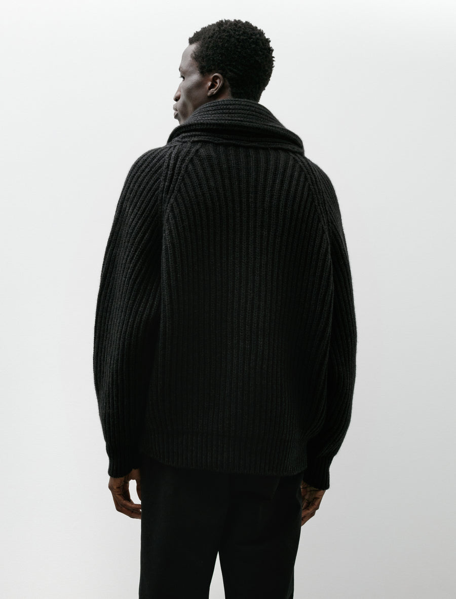 Cashmere Washi Shawl Collar Knit Jacket Black - Image 2