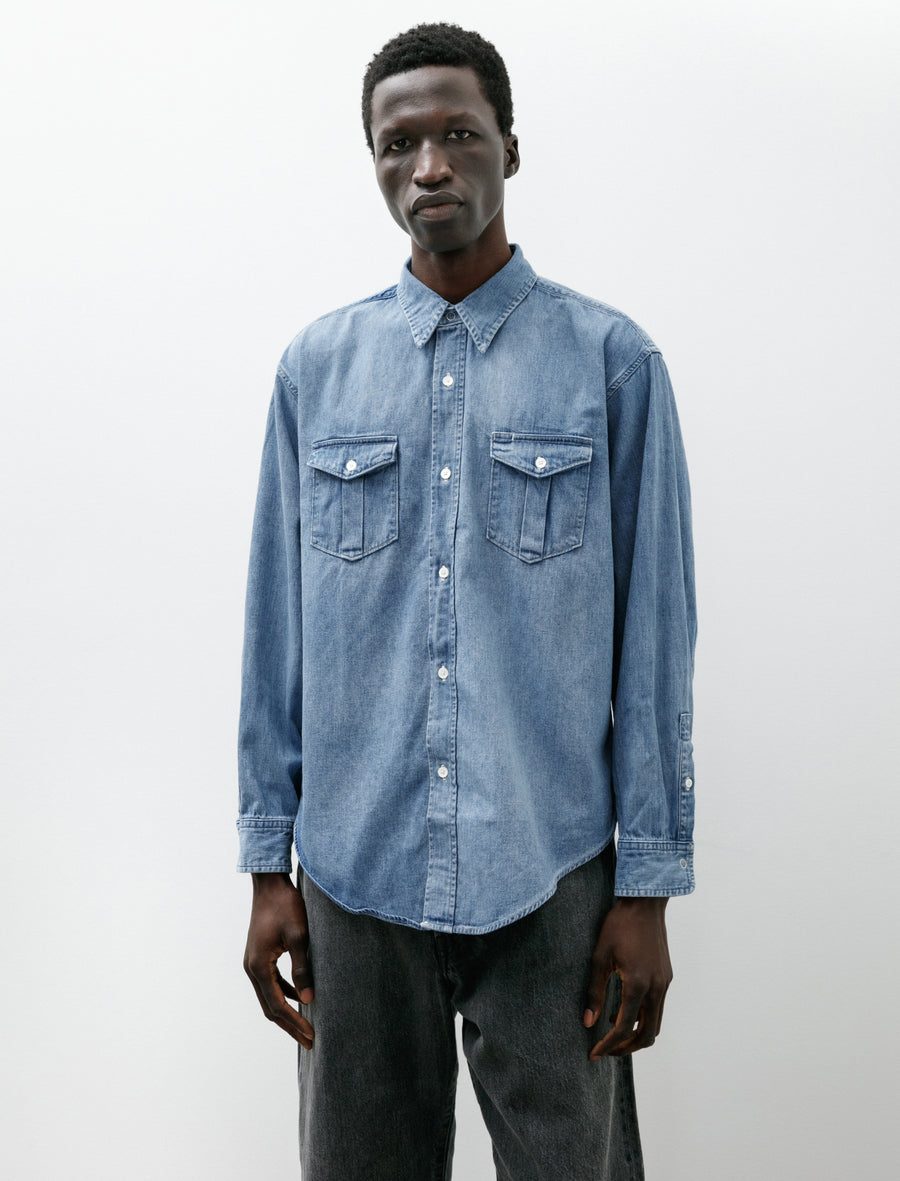 indigo dress shirt Men's Block-Printed Indigo Cotton Shirt from India