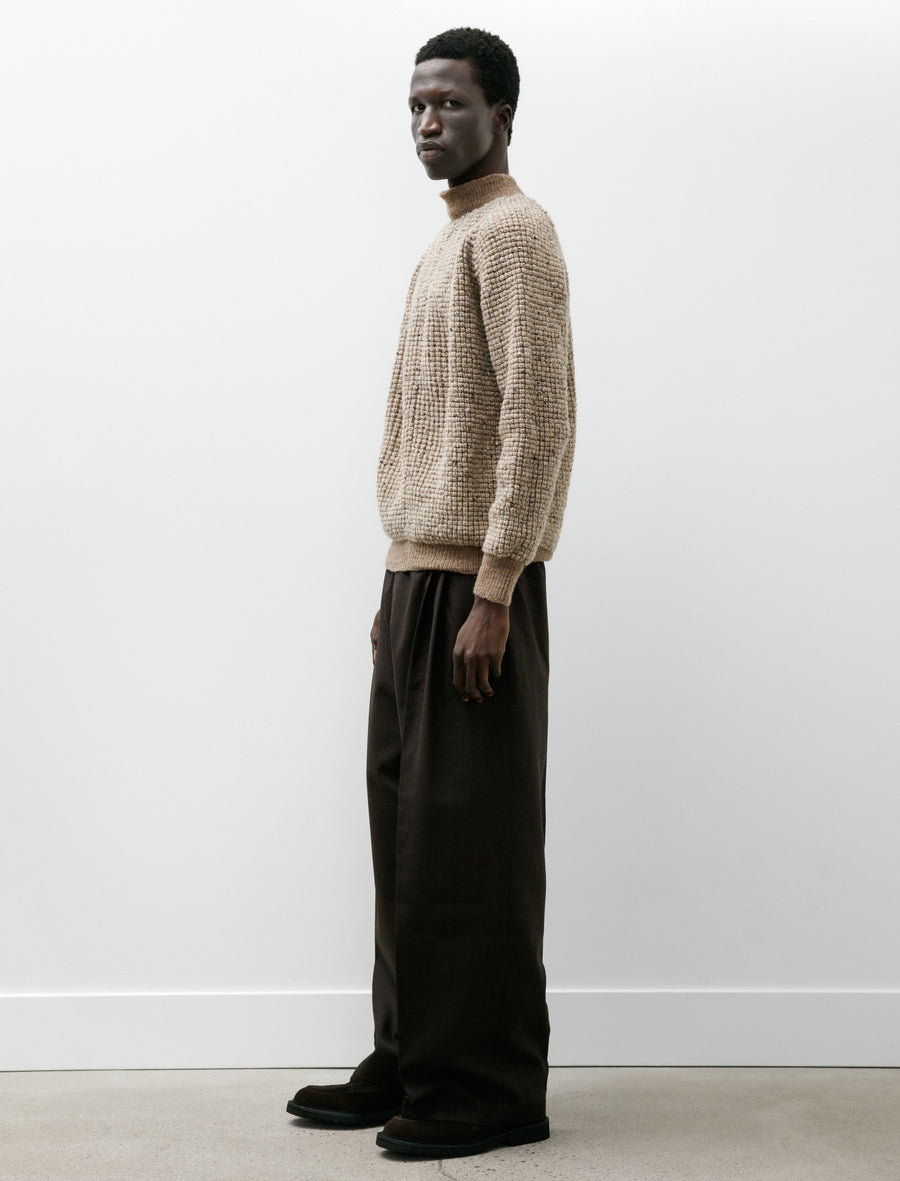 Wide Pleat Trouser Dark Brown - Image 3