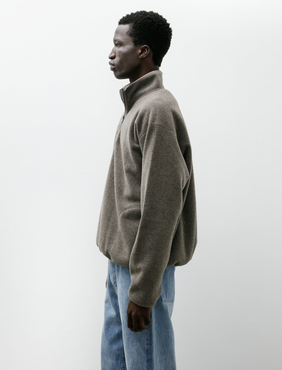 Pull Over Fleece Jacket Beige Gray - Image 3