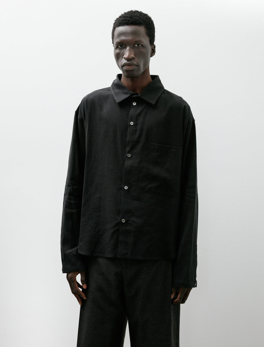 LB-15K Patch Pocket Shirt Silk Nep Linen Black - Image 1