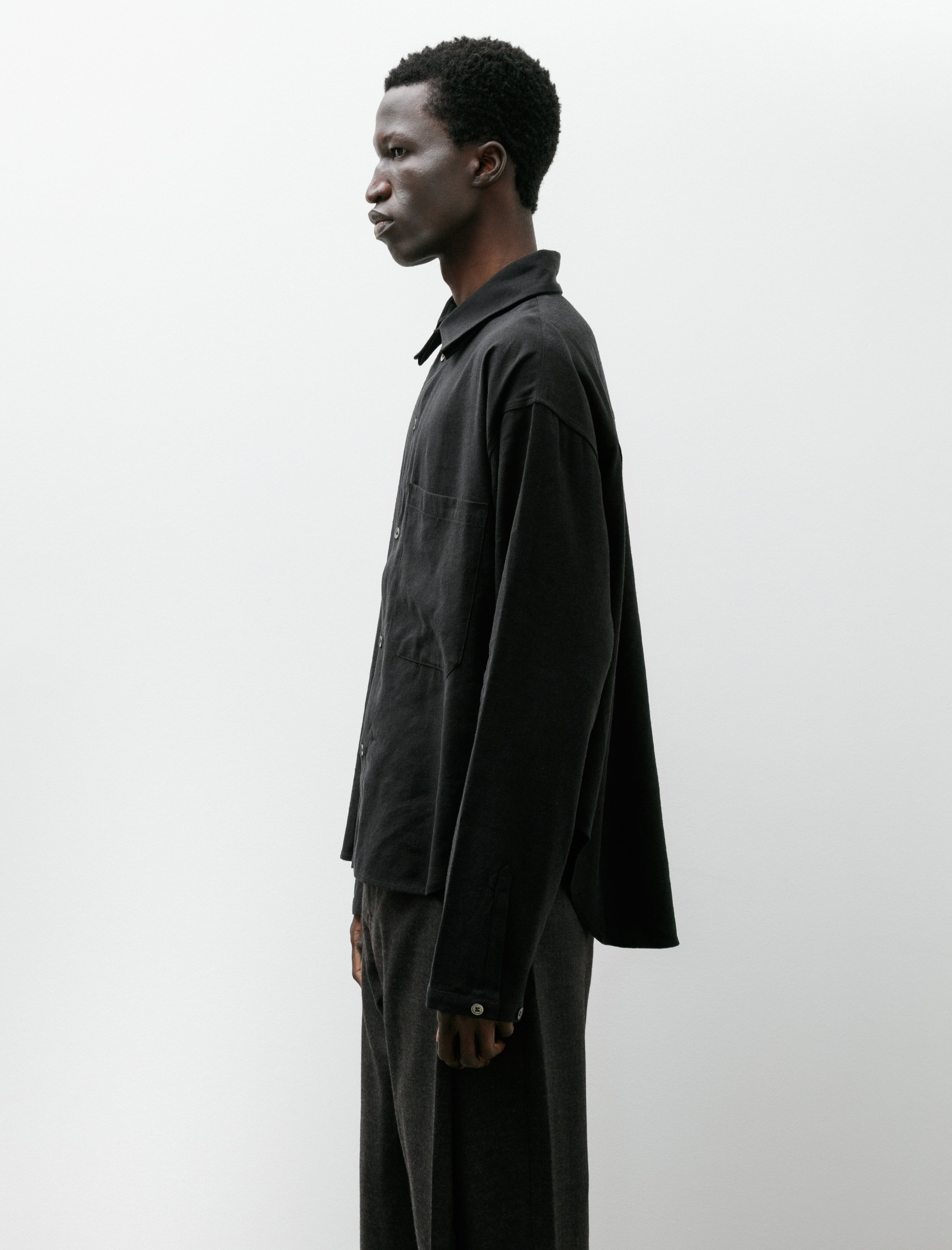 Lea Boberg LB-15K Patch Pocket Shirt Silk Nep Linen Black