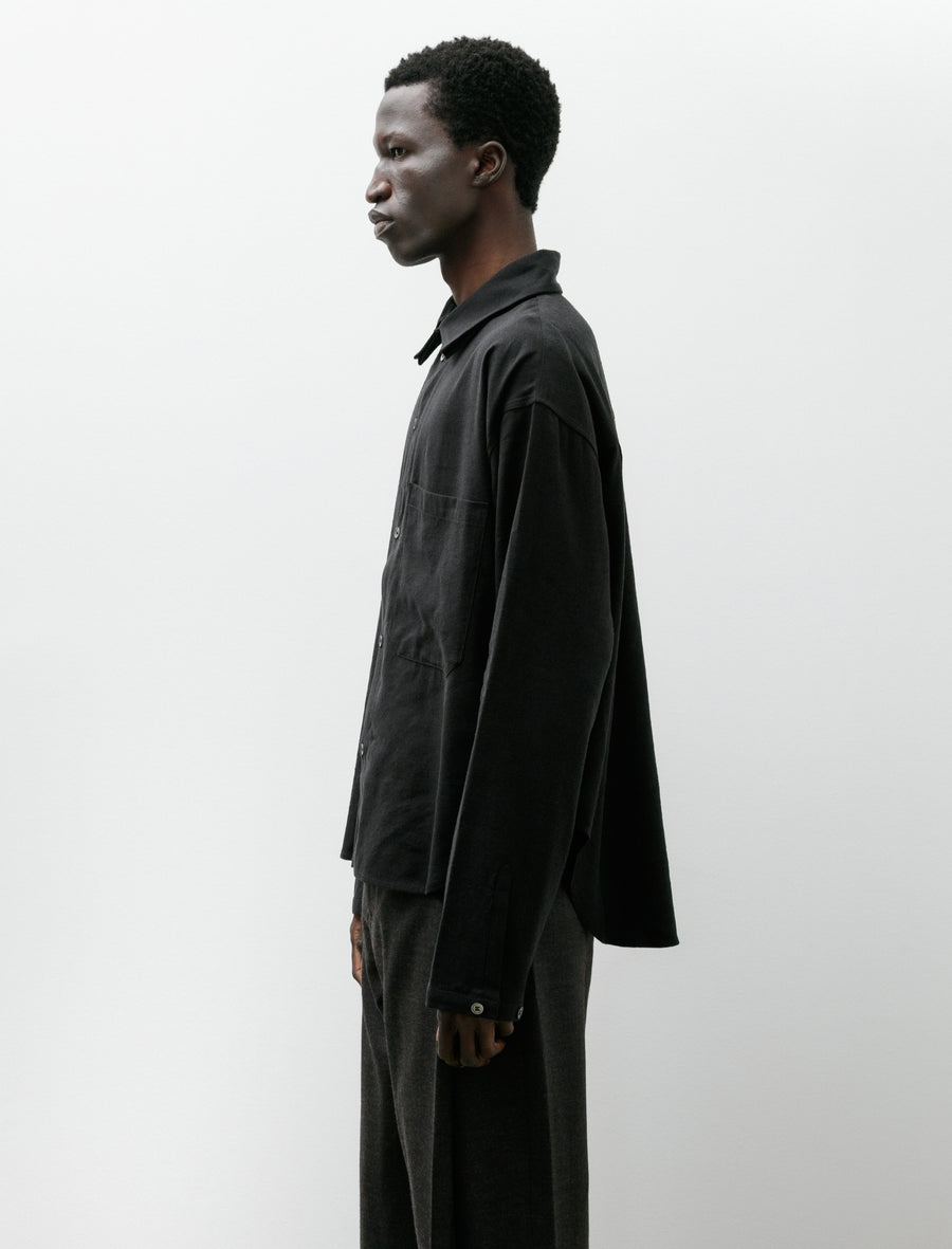 LB-15K Patch Pocket Shirt Silk Nep Linen Black - Image 3