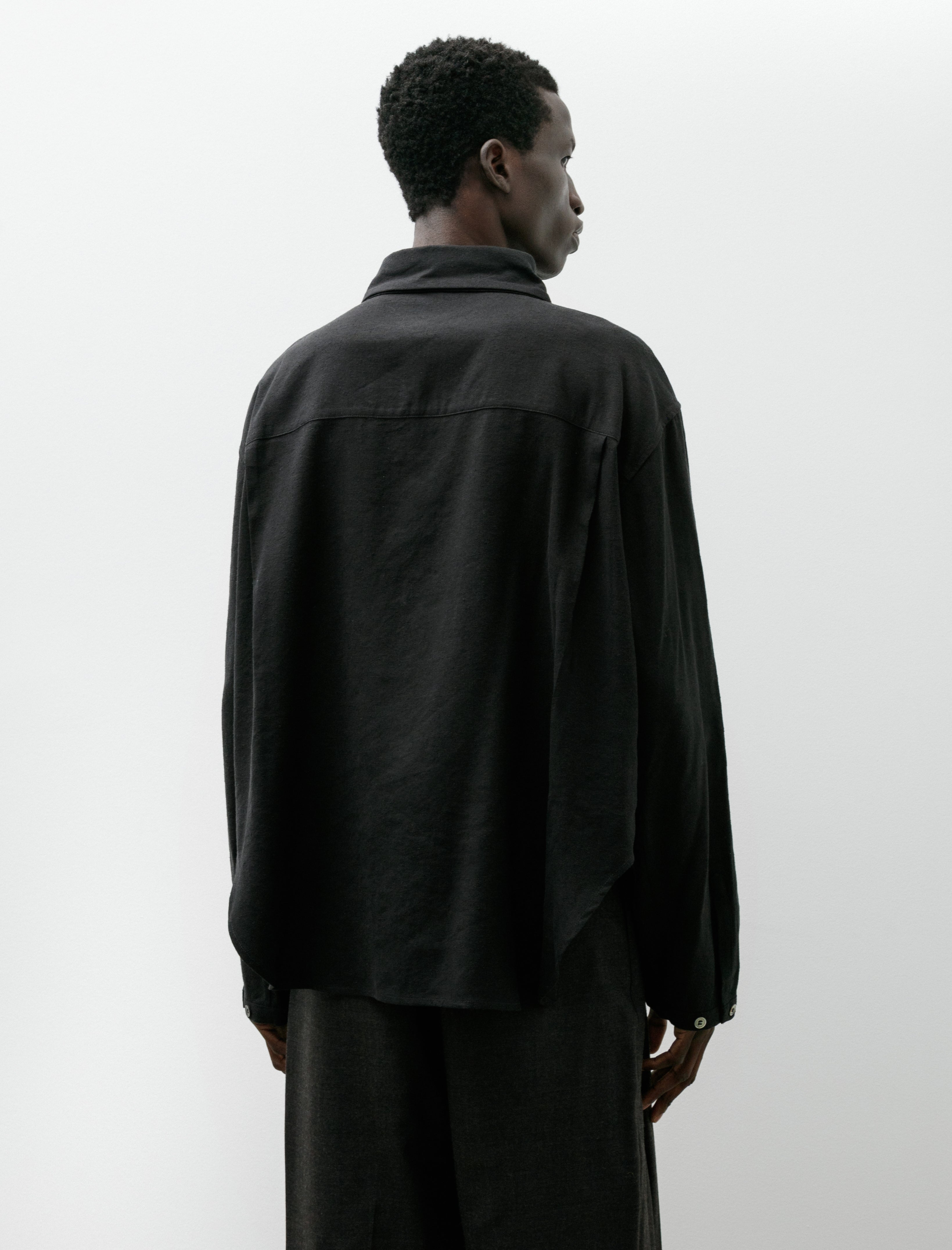 Lea Boberg LB-15K Patch Pocket Shirt Silk Nep Linen Black