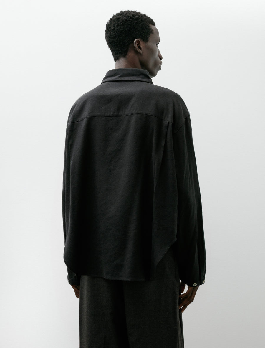 LB-15K Patch Pocket Shirt Silk Nep Linen Black - Image 2