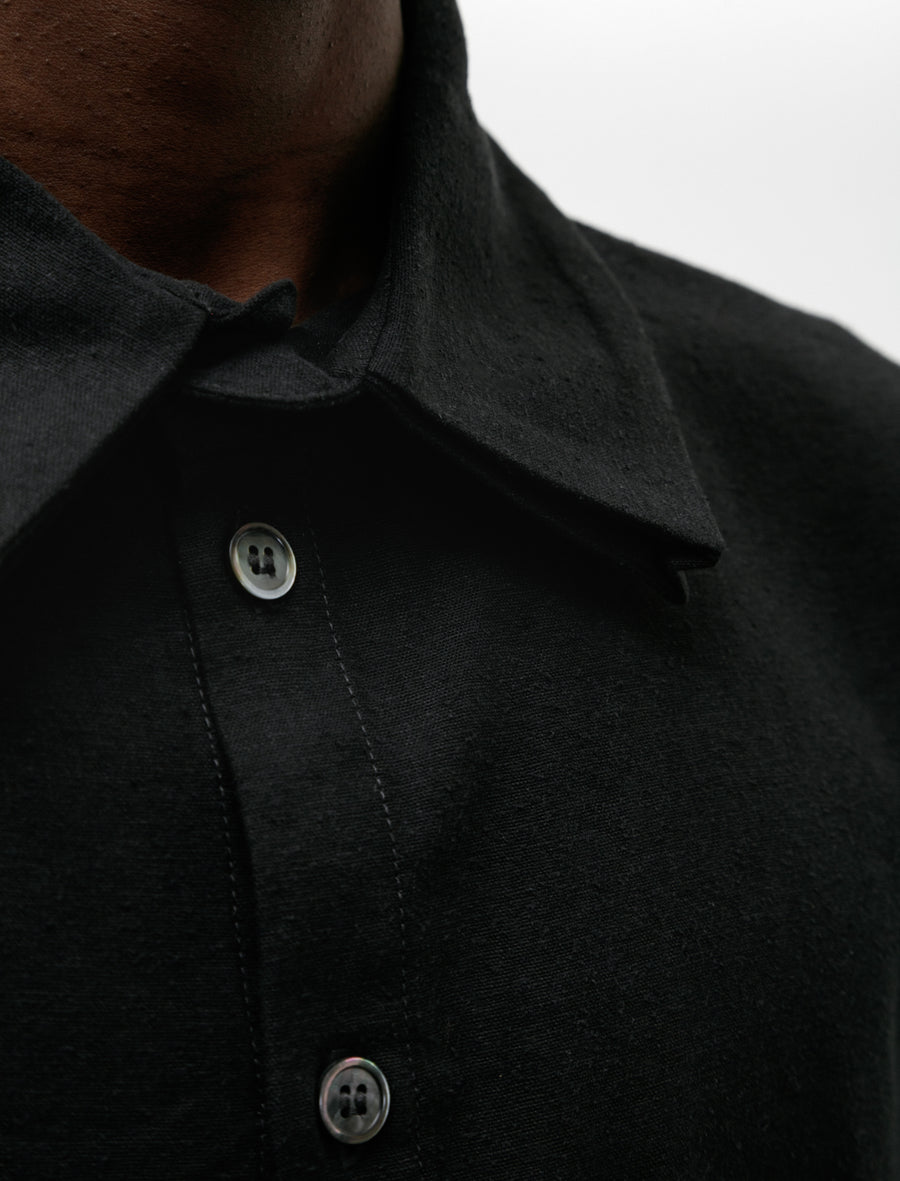 LB-15K Patch Pocket Shirt Silk Nep Linen Black - Image 5