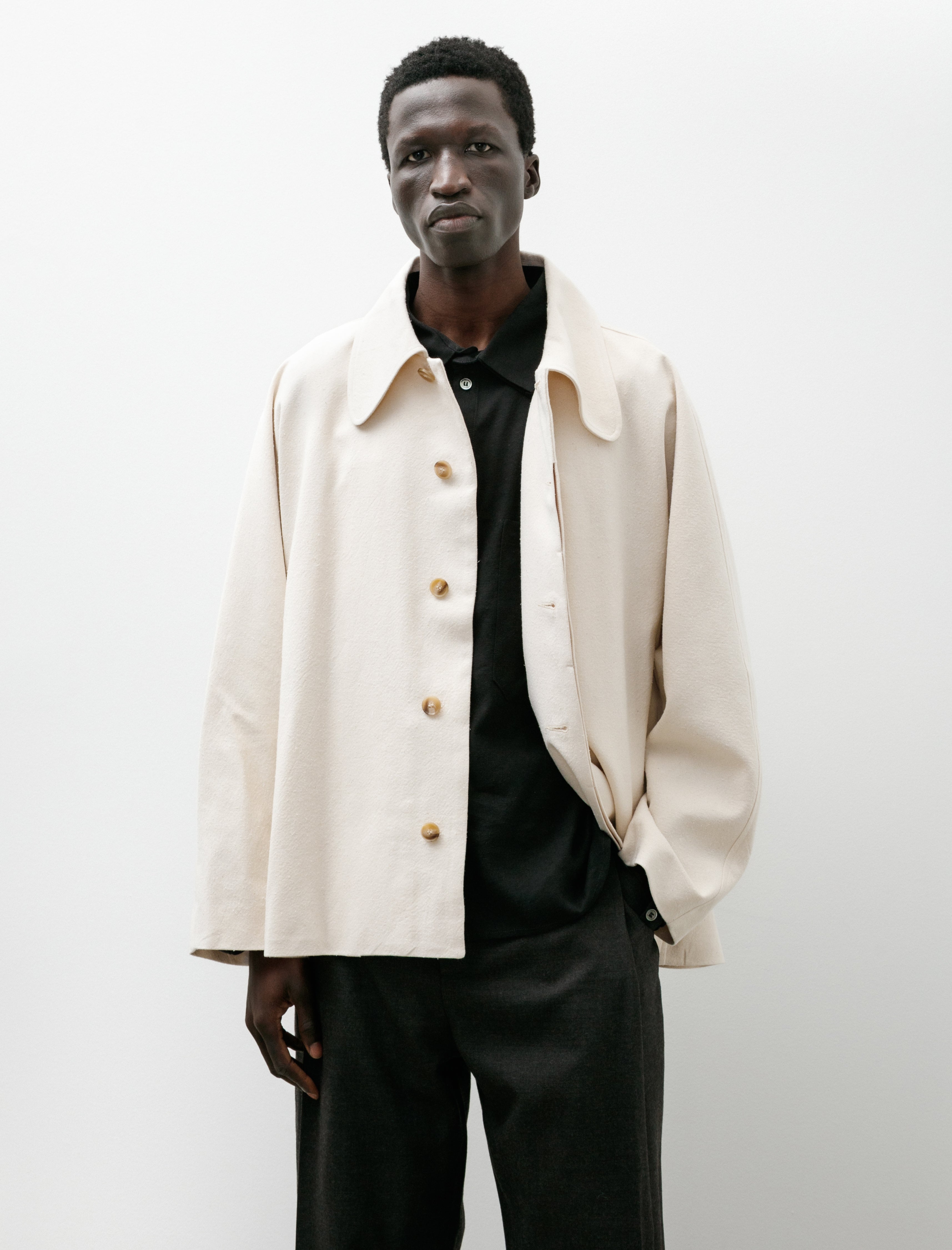 Lea Boberg LB-16D Three Piece Chore Jacket Vintage Cotton Silk Ivory