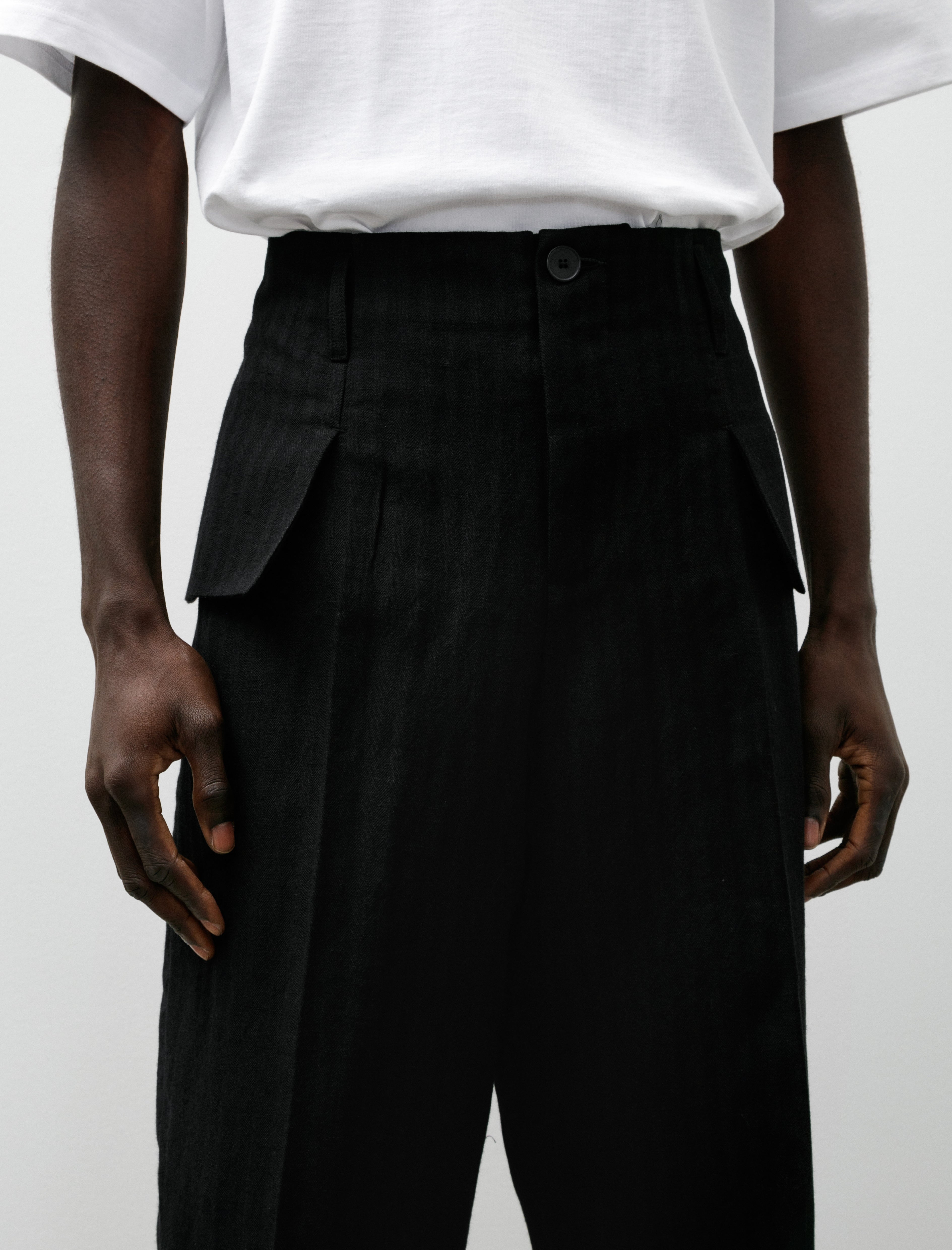 Lea Boberg LB-4G Flap Pocket Trousers Herringbone Black