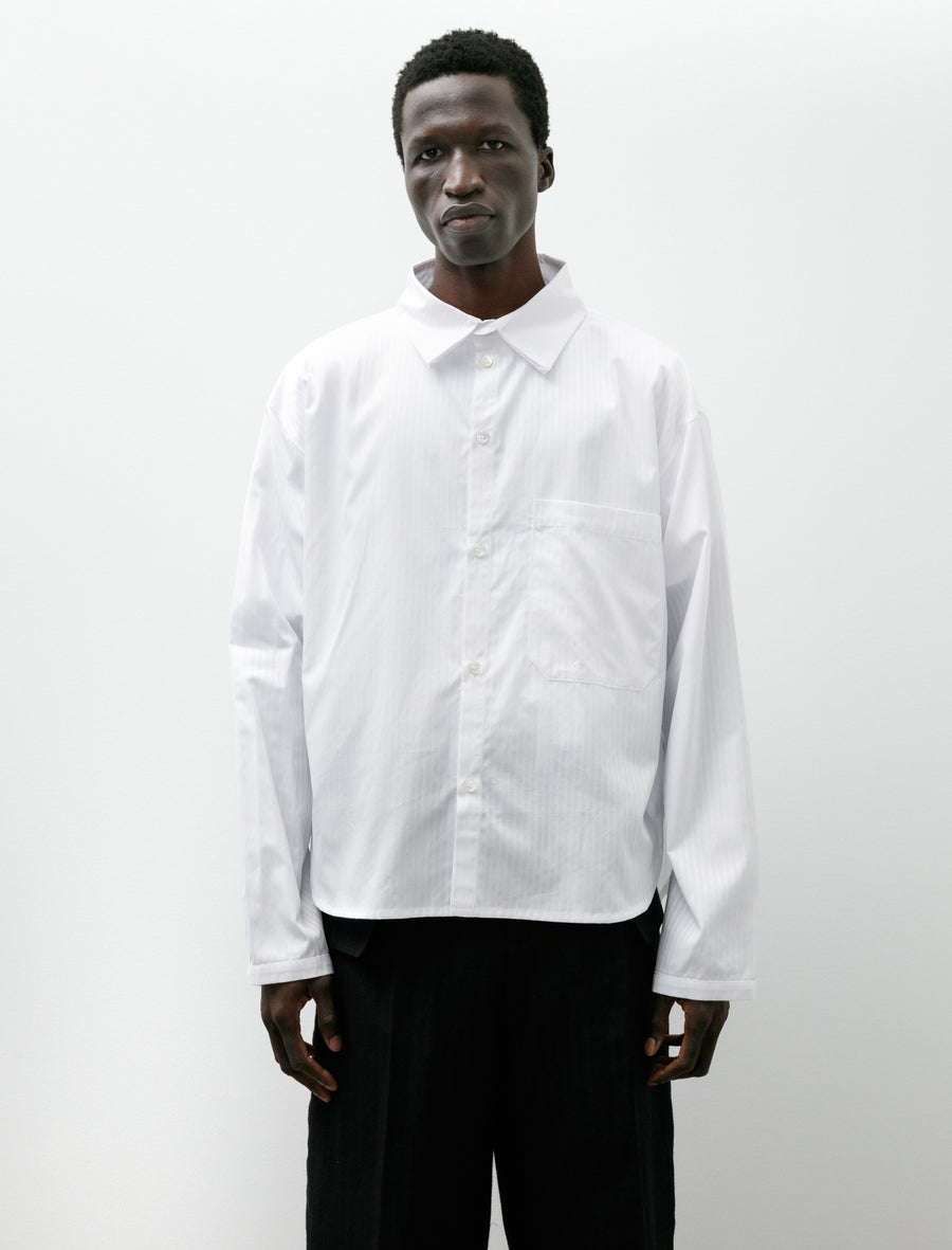 LB-15T Patch Pocket Shirt Cotton Dobby White Self Stripe - Image 1