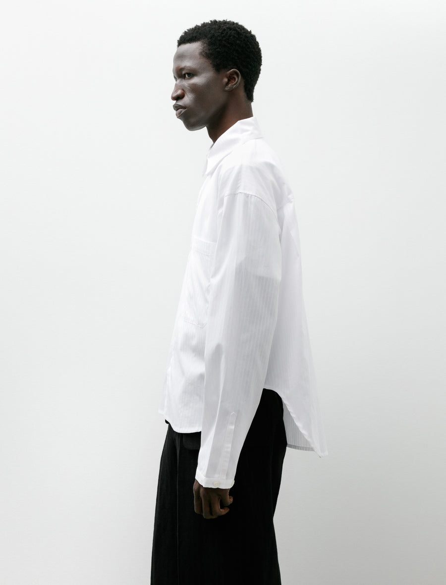 LB-15T Patch Pocket Shirt Cotton Dobby White Self Stripe - Image 2