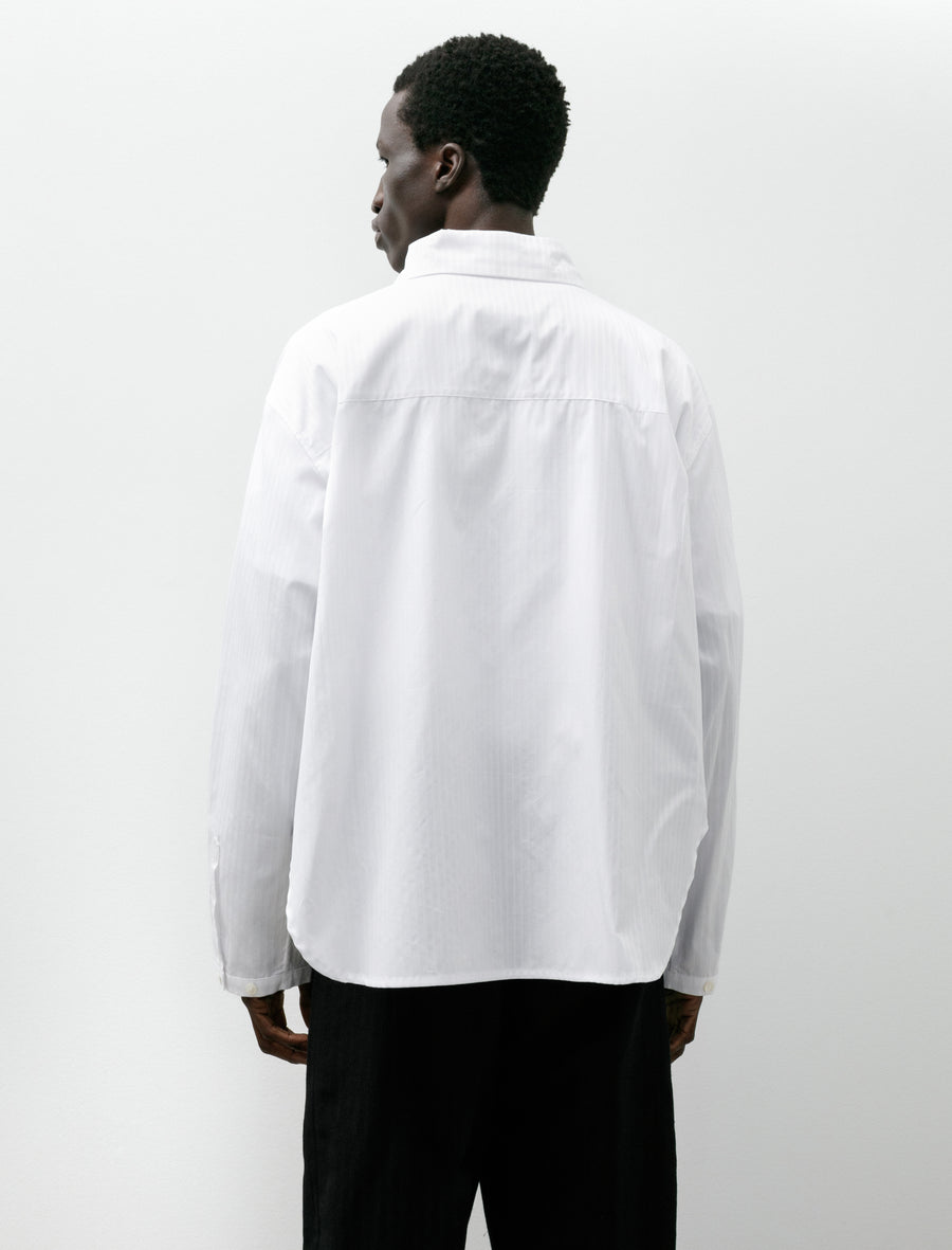 LB-15T Patch Pocket Shirt Cotton Dobby White Self Stripe - Image 3