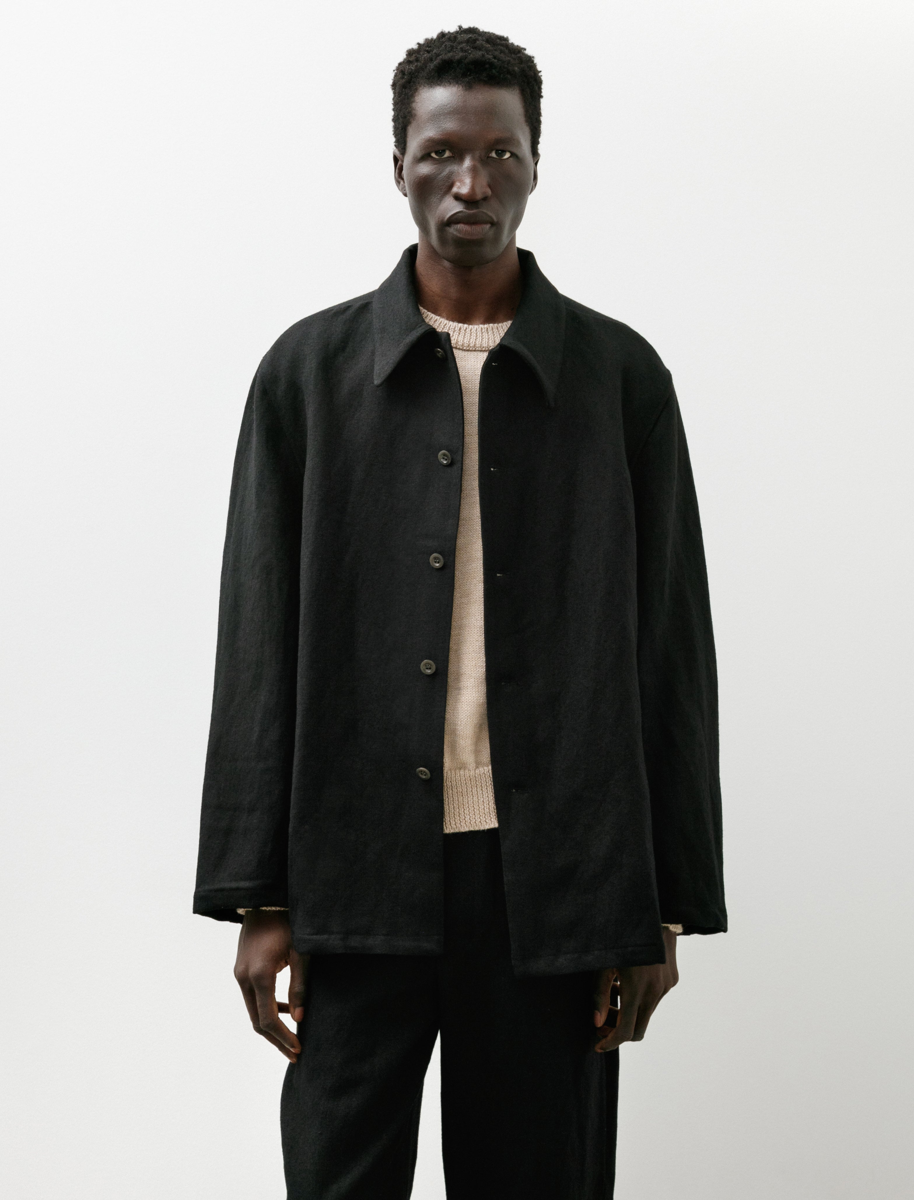 Sono Shaka Shirt Linen Wool Black
