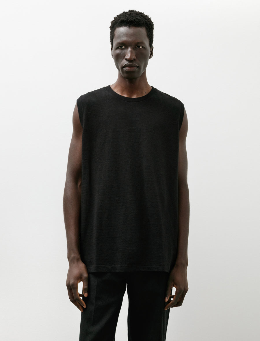 Cotton Mesh Sleeveless Top Black - Image 1