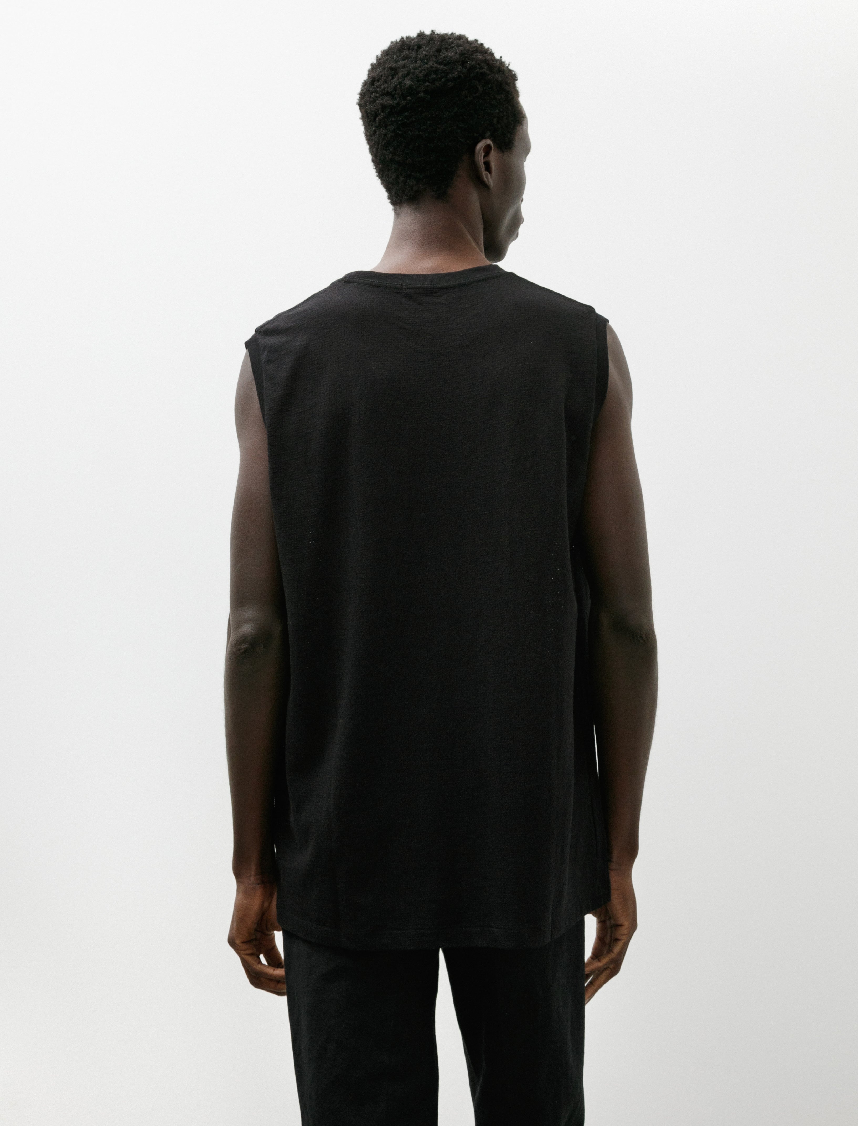Comoli Cotton Mesh Sleeveless Top Black