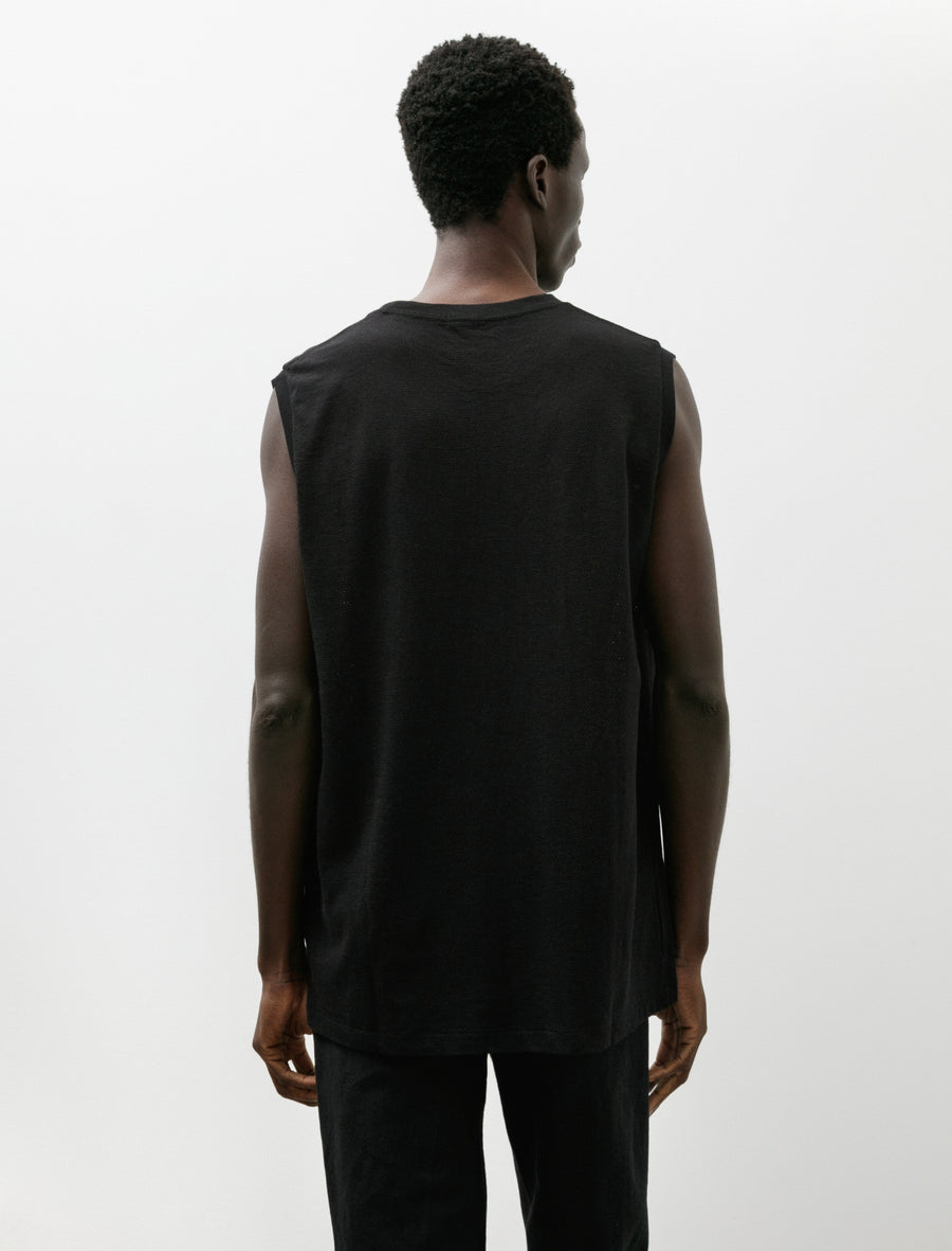 Cotton Mesh Sleeveless Top Black - Image 2