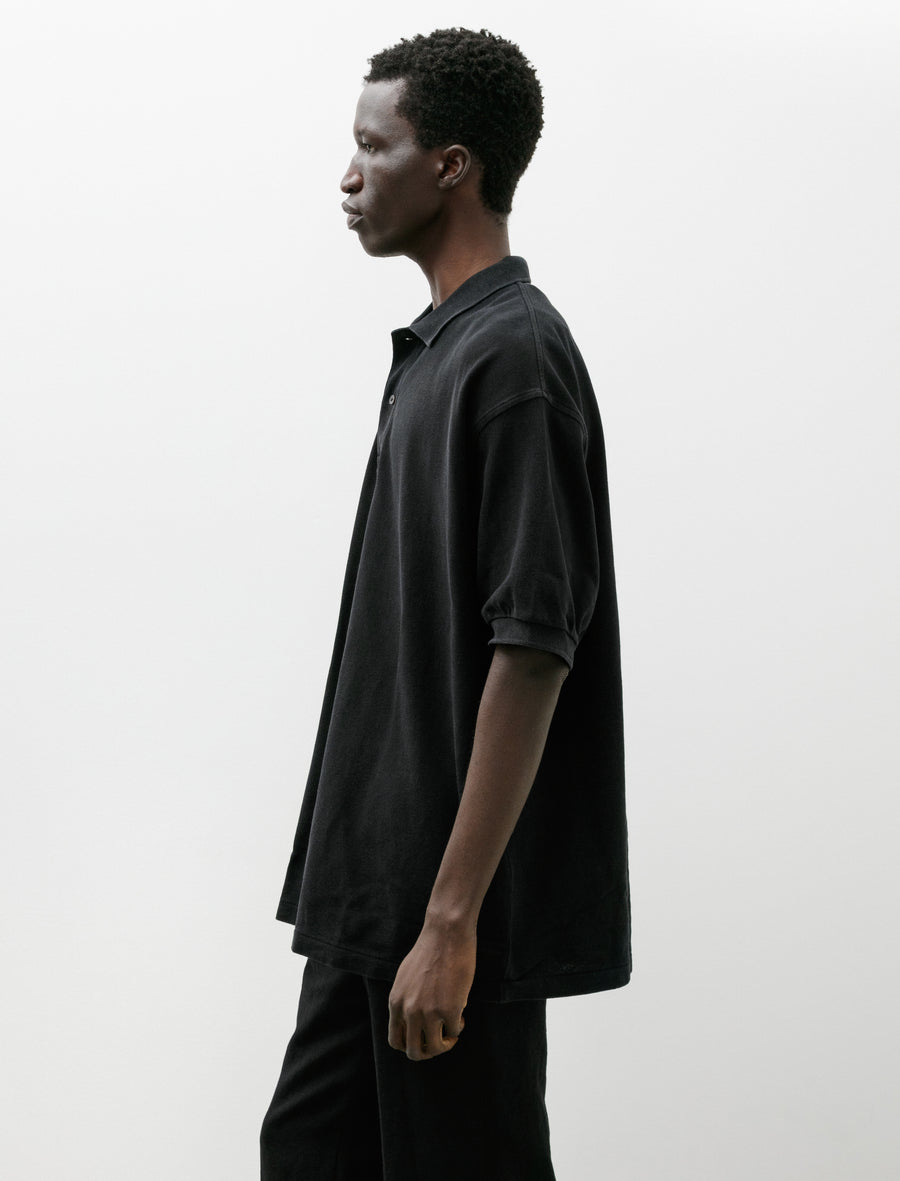 Pique Short Sleeve Polo Shirt Black - Image 3