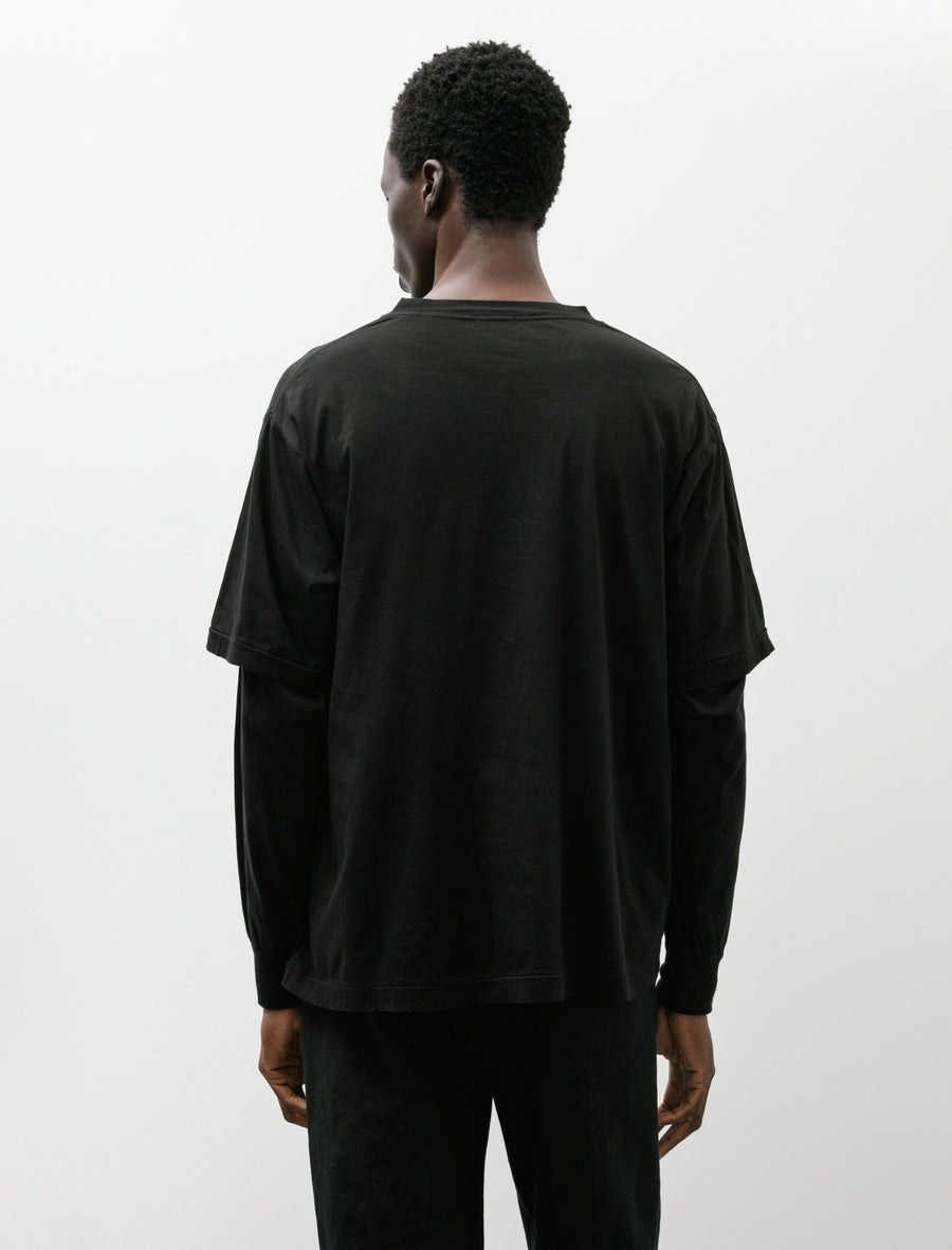 Thin Cotton Layered T-Shirt Black - Image 2