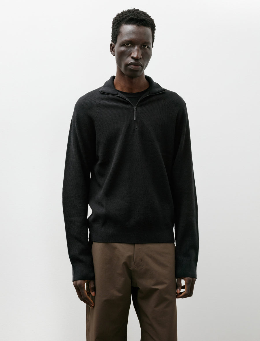 Conic Wool Half Zip Black - Image 1