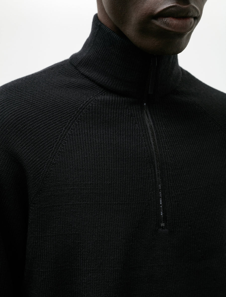 Conic Wool Half Zip Black - Image 4