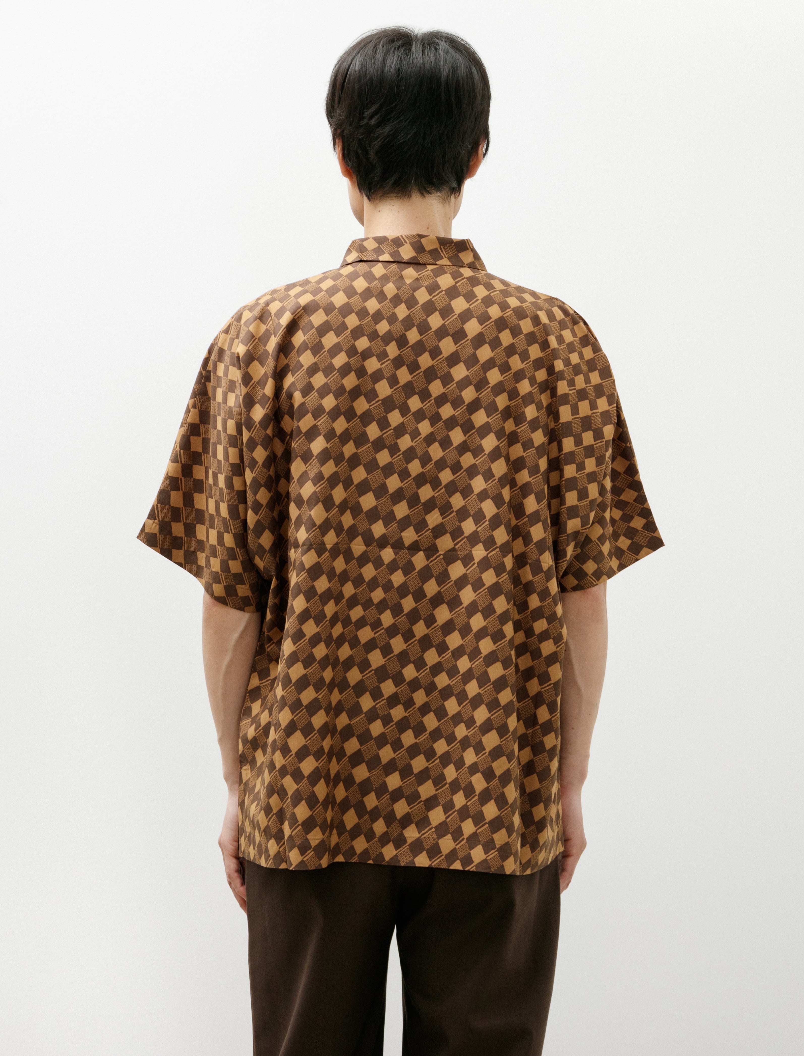 IM Mens Tie Pattern Shirt Dark Brown