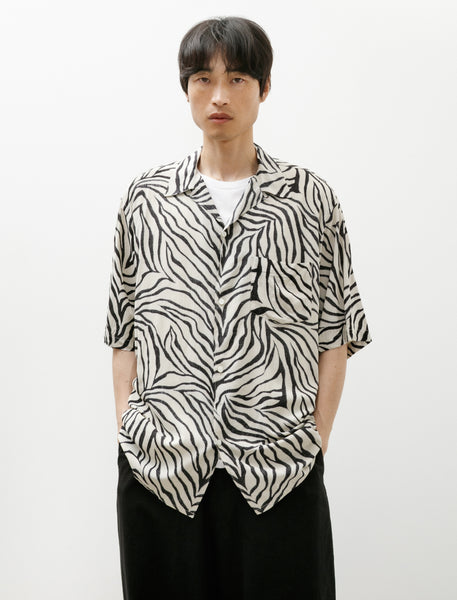 定価以下 COMOLI ZEBRA S/S OPEN COLLAR SHIRT Comoli Short-Sleeve Open Collar Shirt Zebra – Neighbour
