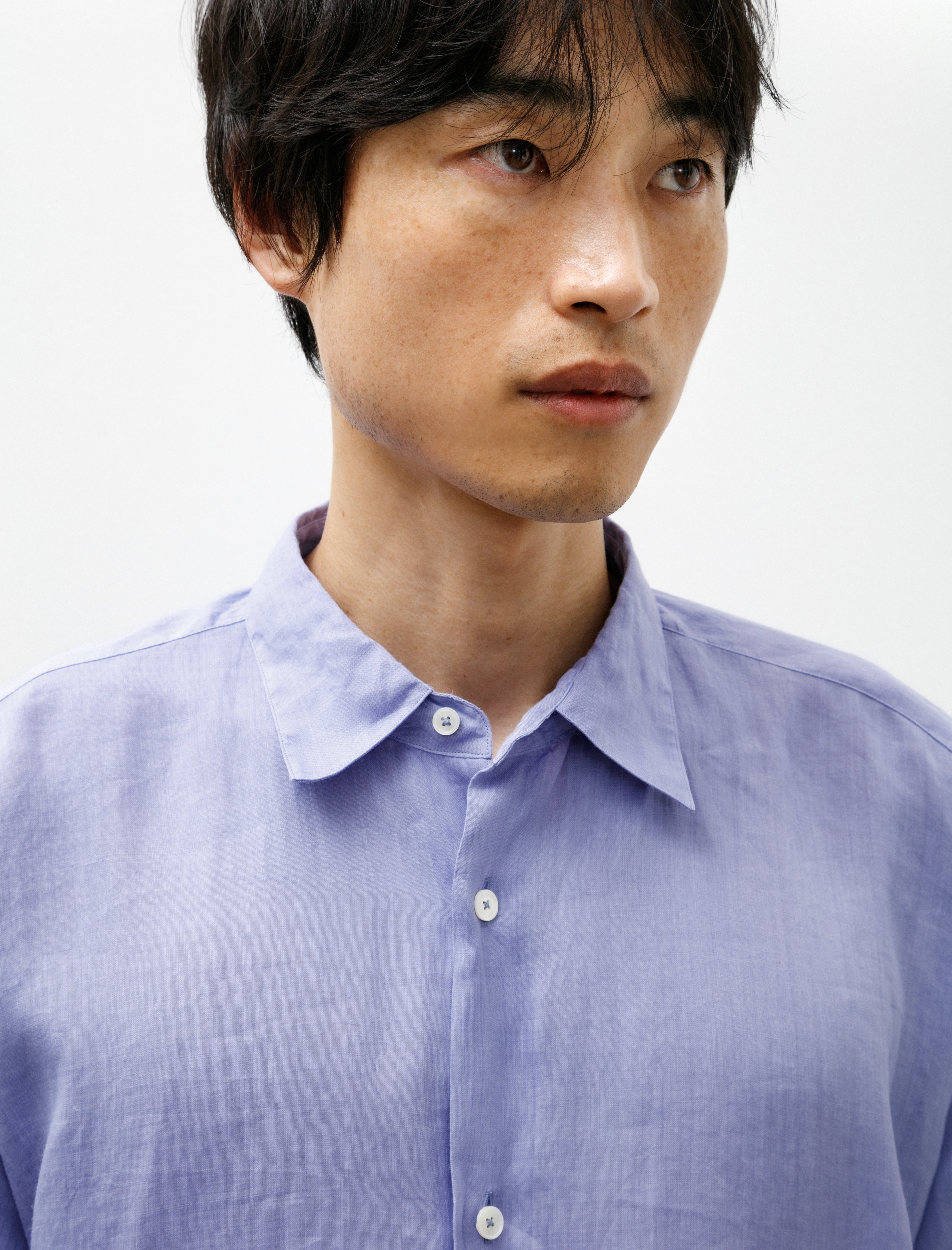 Maatee and Sons Short Point Ramie Shirt Blueberry