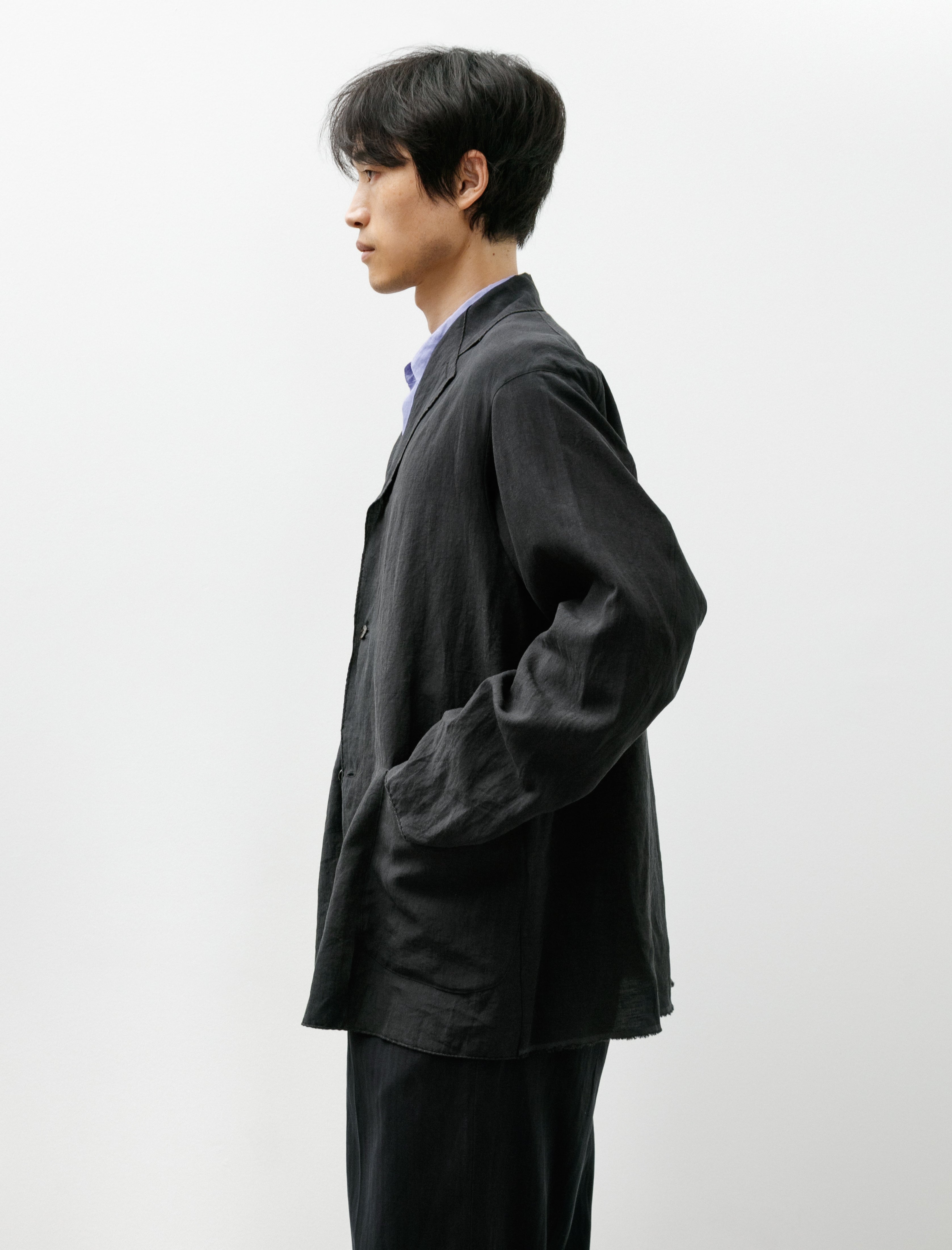 Maatee and Sons Handkerchief Jacket Vintage Linen Black